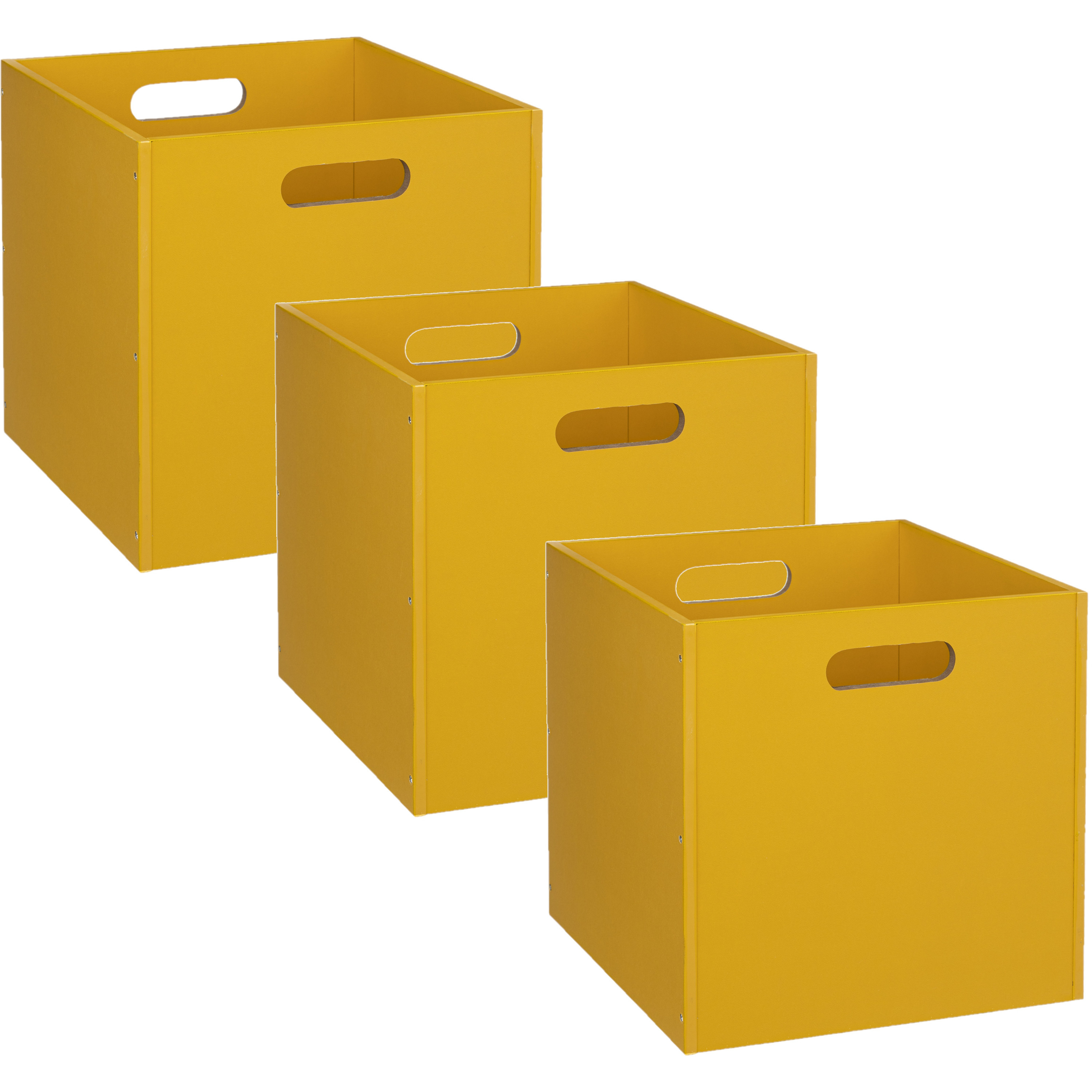 3x Stuks opbergmand/kastmand 29 liter geel van hout 31 x 31 x 31 cm -