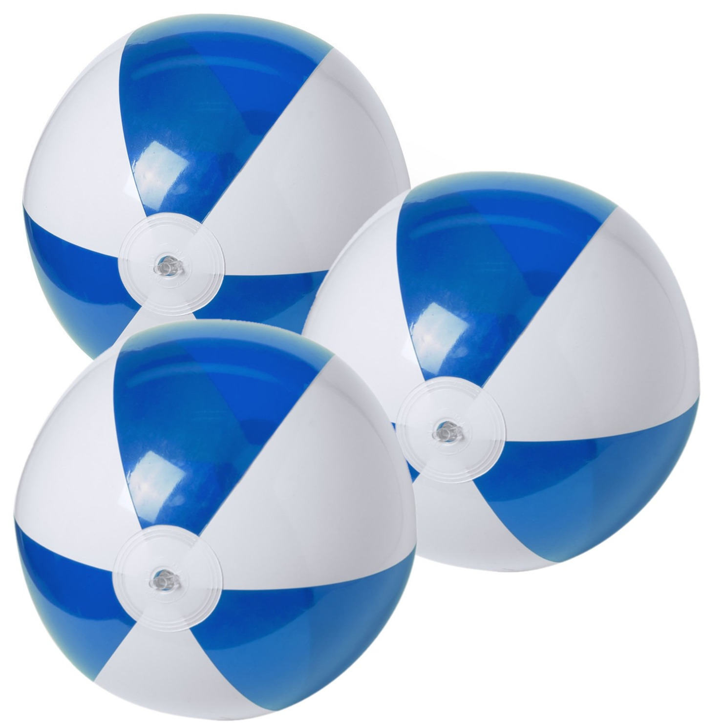 6x stuks opblaasbare strandballen plastic blauw/wit 28 cm -