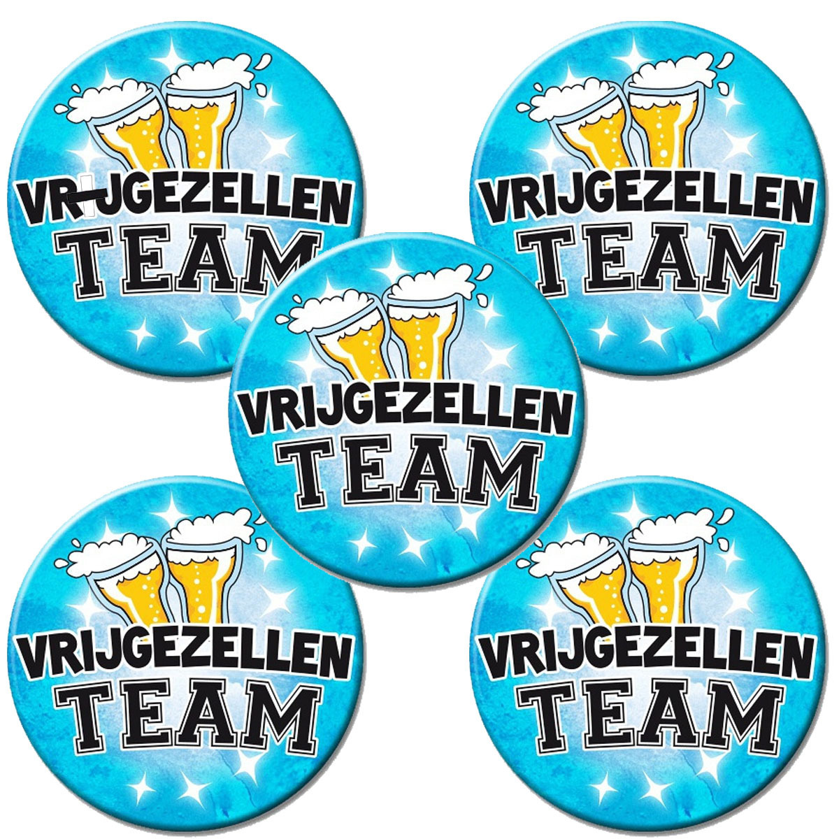 10x stuks grote blauwe vrijgezellen heren team button 10 cm -