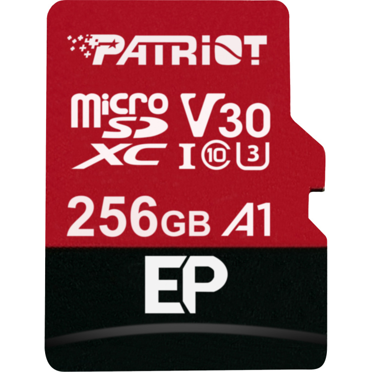 Patriot EP Series microSDXC 256 GB geheugenkaart UHS-I U3, Class 10, V30, A1, incl. SD-Adapter