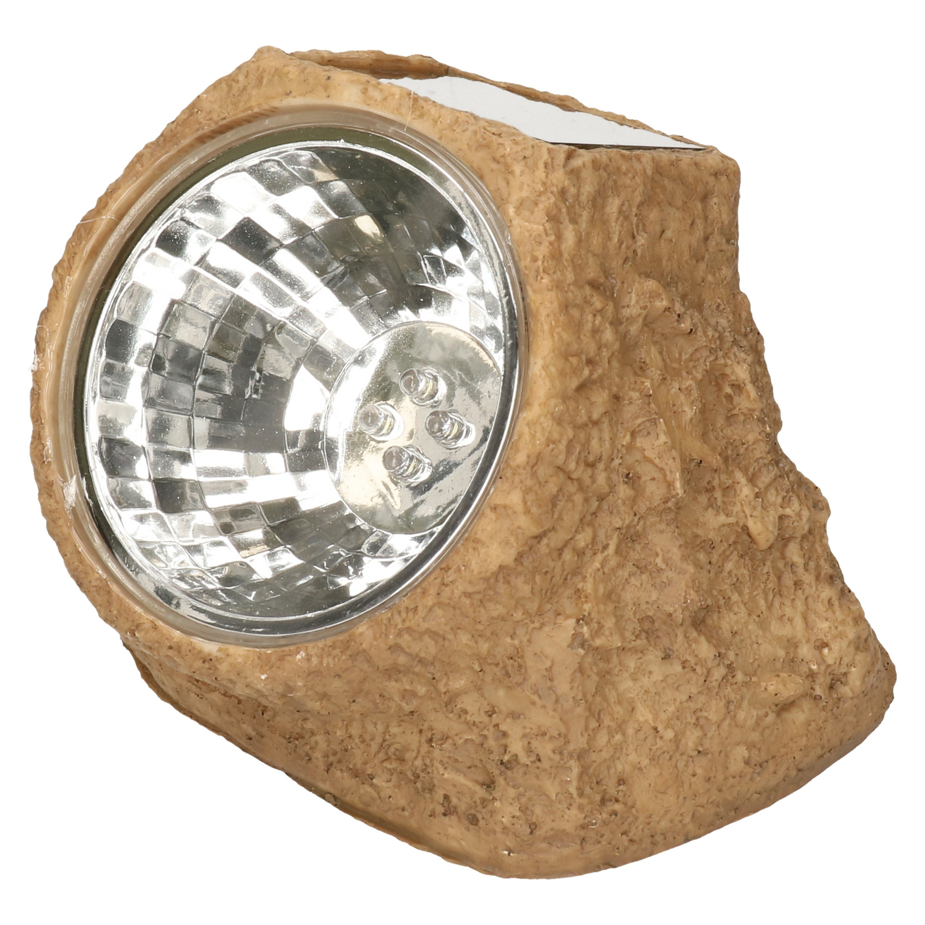 Tuinlampje Solar nepsteen bruin - LED licht tuin spotjes - lichtgevende stenen 11 x 12 cm -