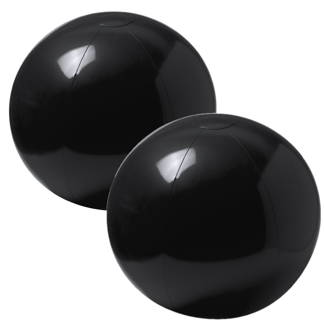 2x stuks opblaasbare strandballen extra groot plastic zwart 40 cm -