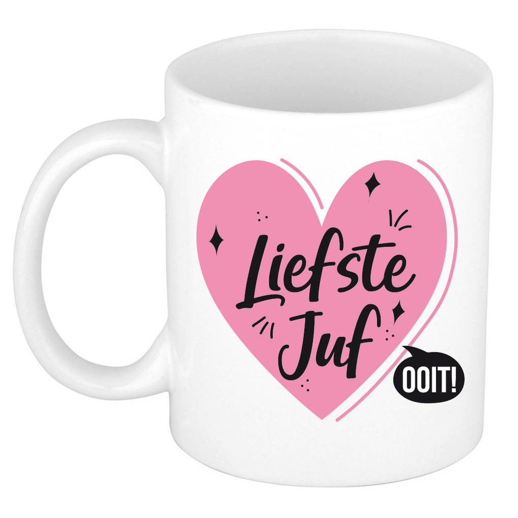 Liefste juf hart cadeau mok/beker wit 300 ml -