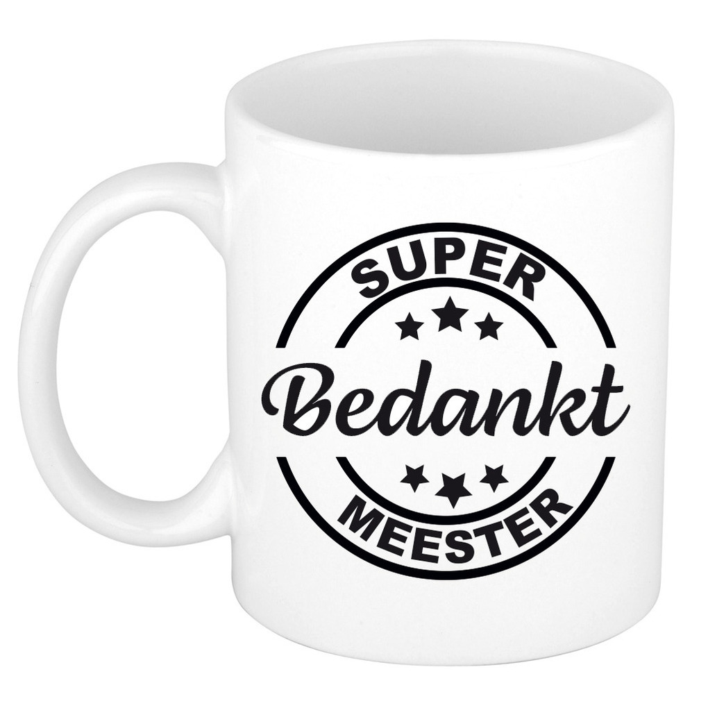 Super bedankt meester cadeau mok/beker wit 300 ml -