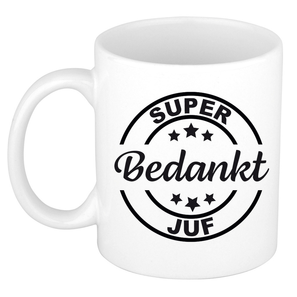Super bedankt juf cadeau mok/beker wit 300 ml -
