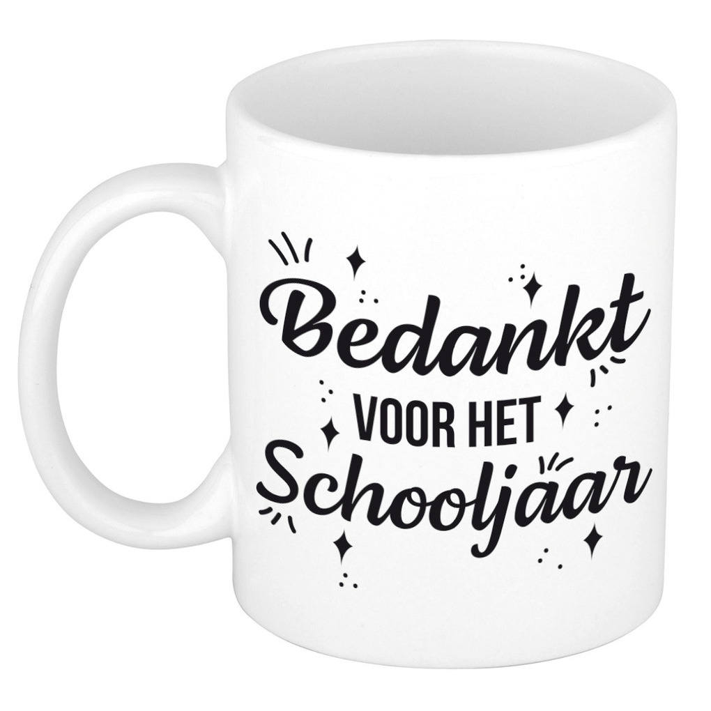 Bedankt voor het schooljaar cadeau mok/beker wit 300 ml -