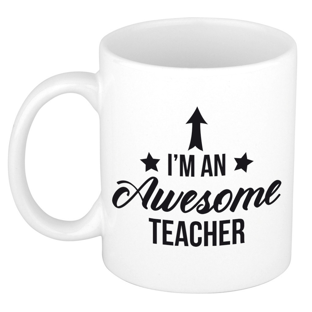 Awesome teacher cadeau mok/beker wit 300 ml -