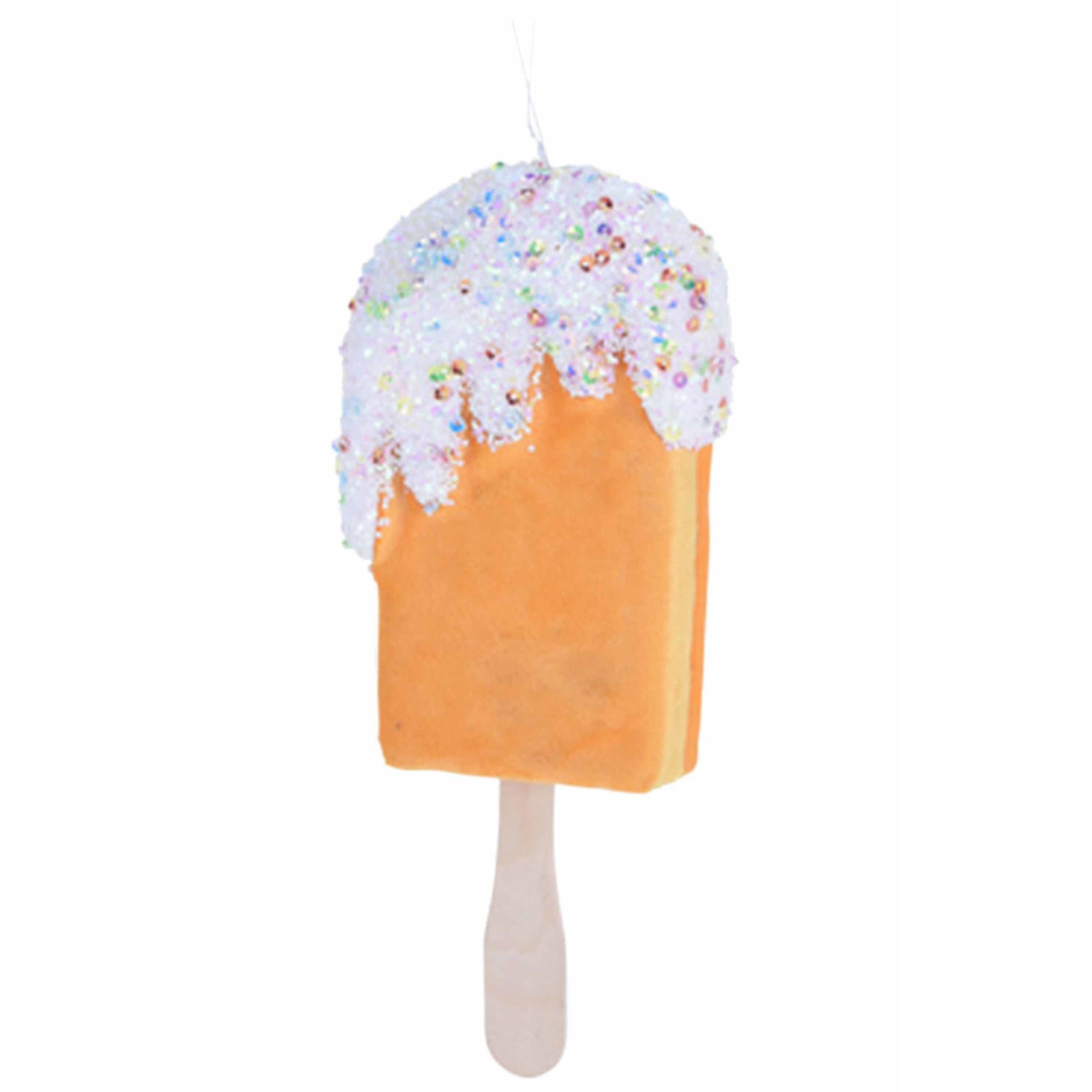 1x Kersthangers/ornamenten oranje kunststof ijsjes 18 cm -