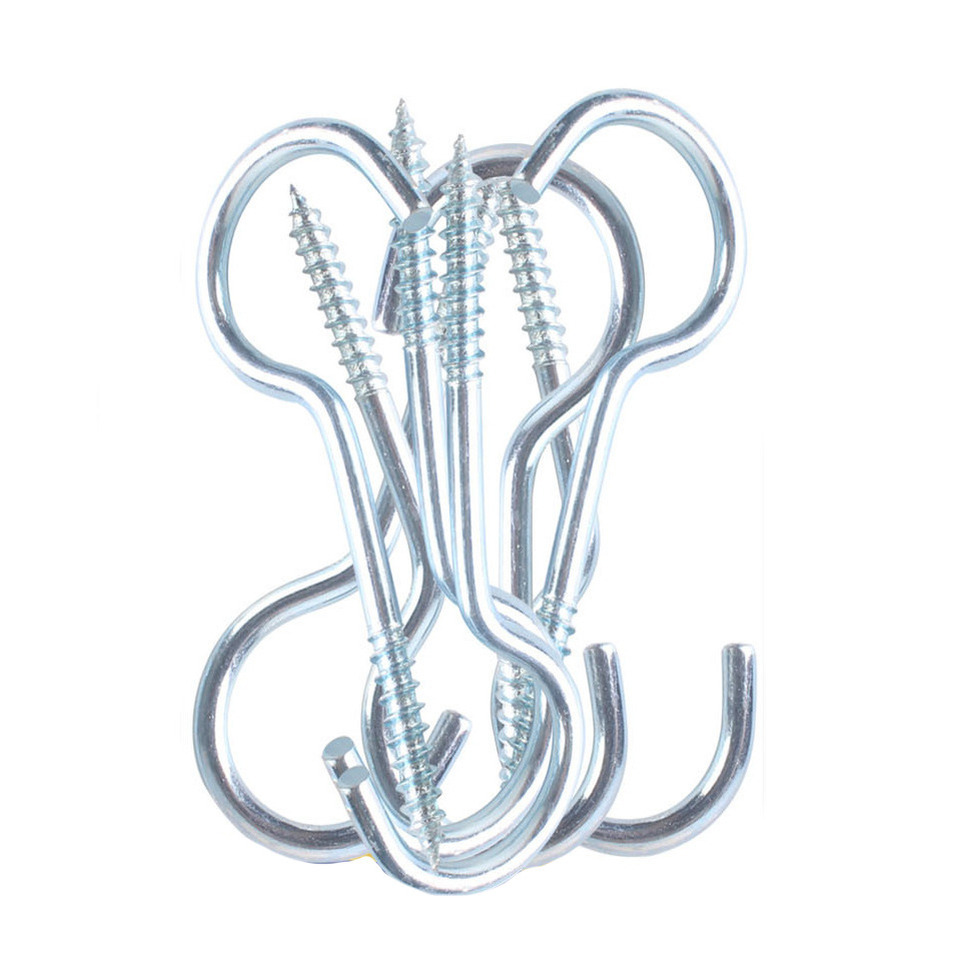 8x Stalen schroefhaken / ophanghaken 7,5 cm -
