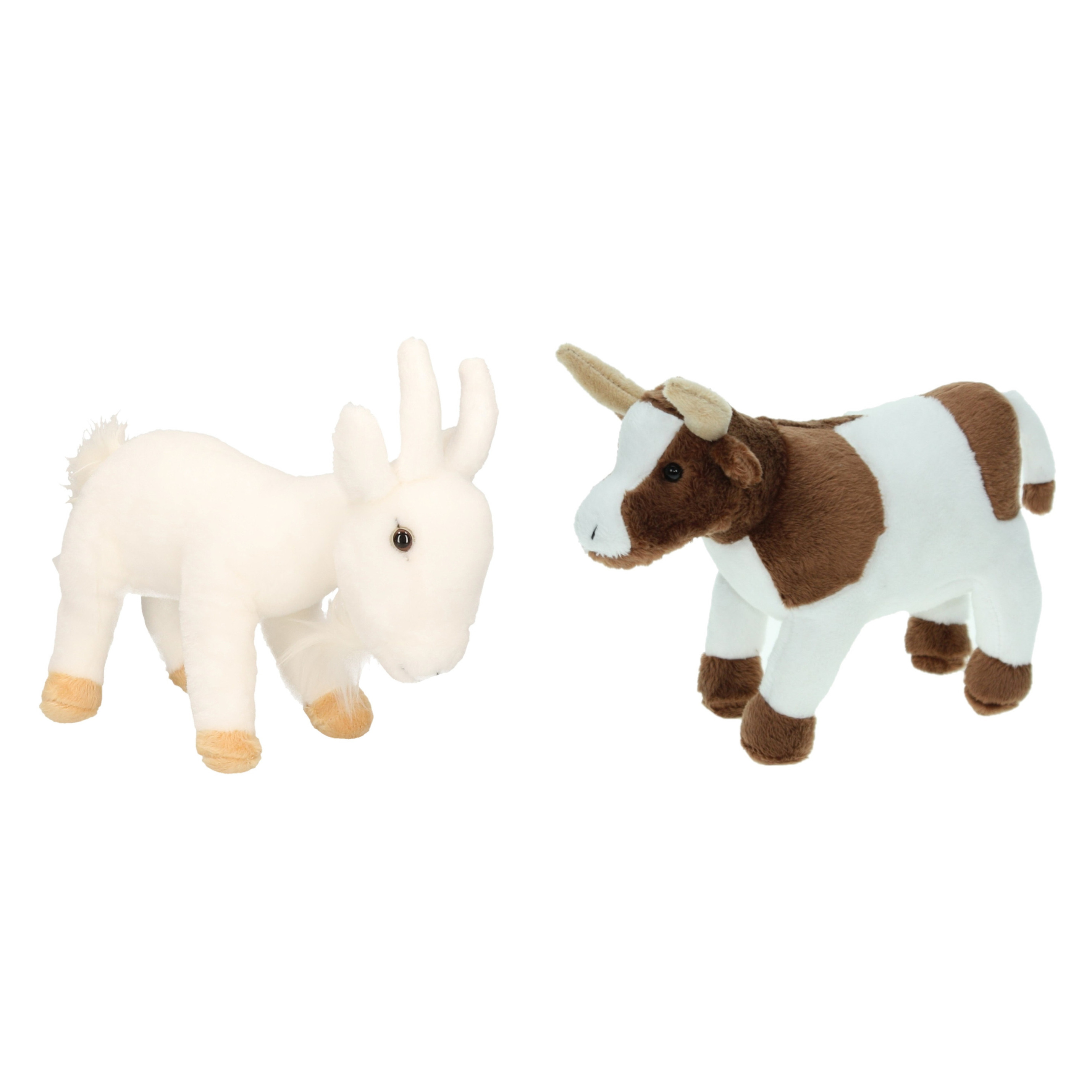 Pluche knuffel boerderijdieren set Koe en Geit van 22 cm -