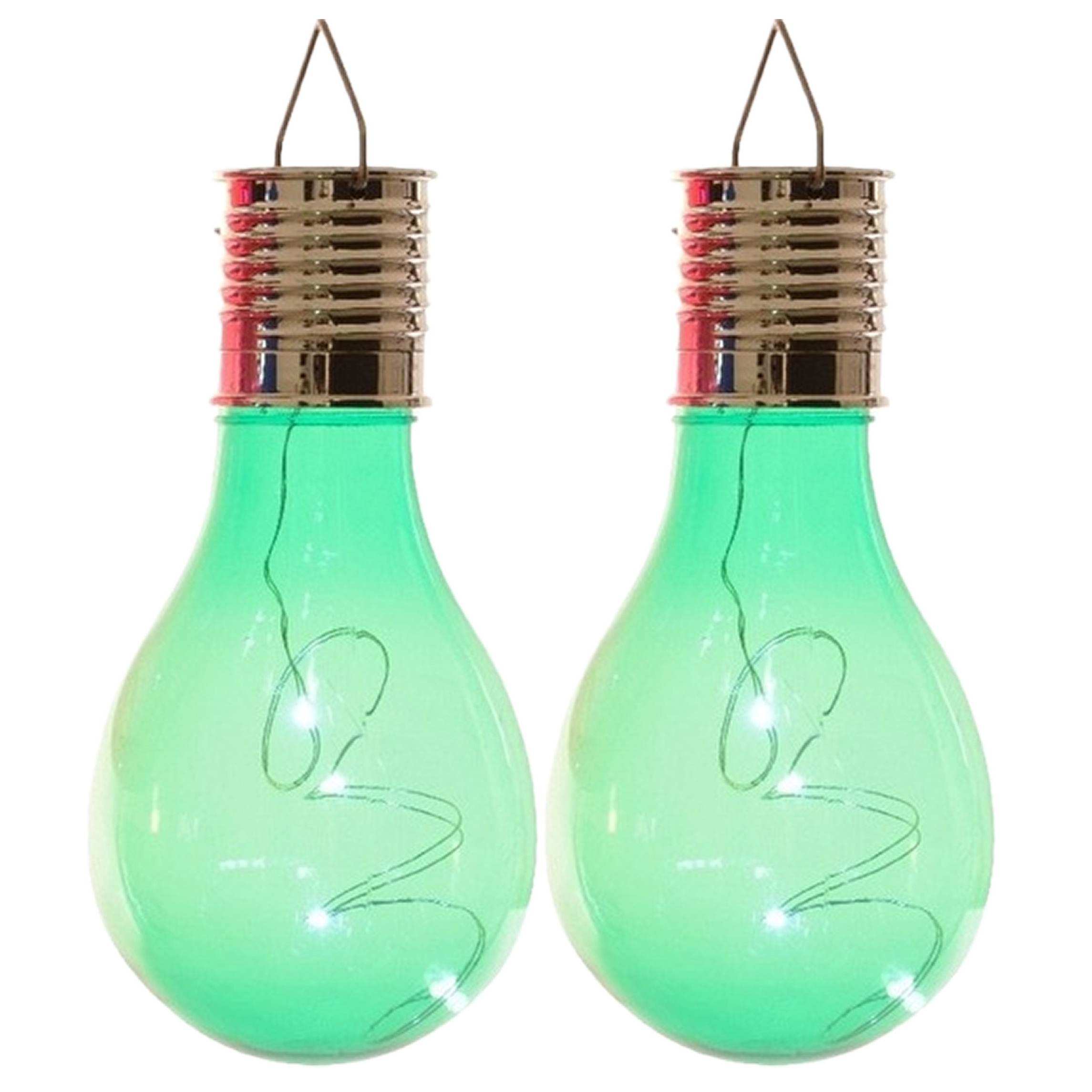 Lumineo solar tuin 4x stuks LED ophang verlichting/lampjes groen 14 x 8 cm -