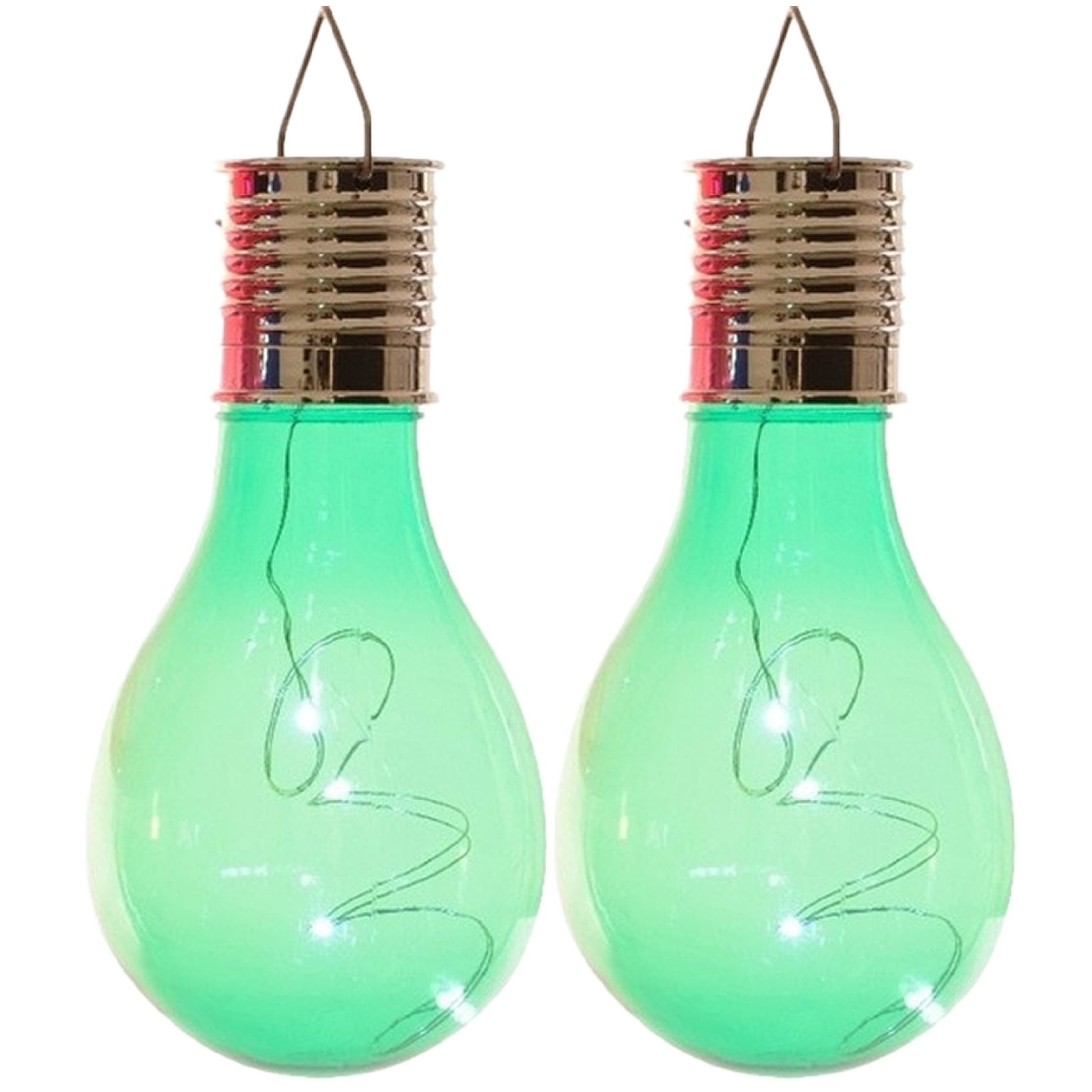 Lumineo solar tuin 8x stuks LED ophang verlichting/lampjes groen 14 x 8 cm -