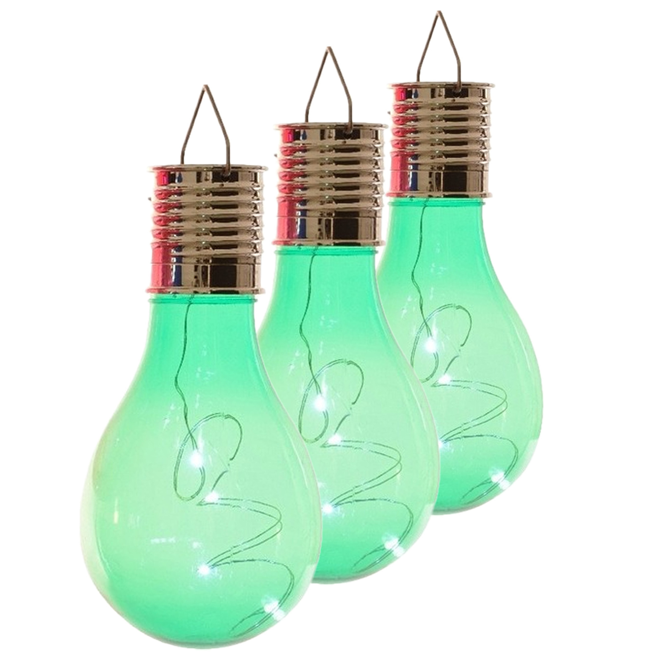 Lumineo solar tuin 10x stuks LED ophang verlichting/lampjes groen 14 x 8 cm -