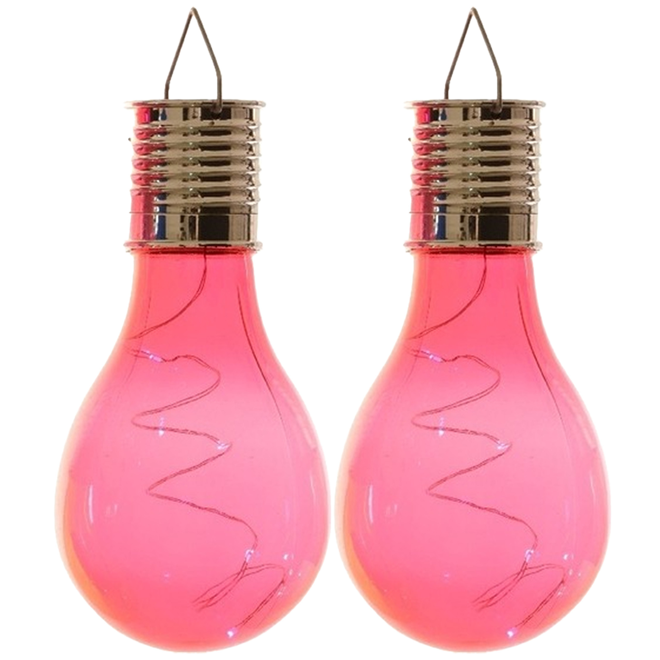 Lumineo solar tuin 8x stuks LED ophang verlichting/lampjes rood 14 x 8 cm -
