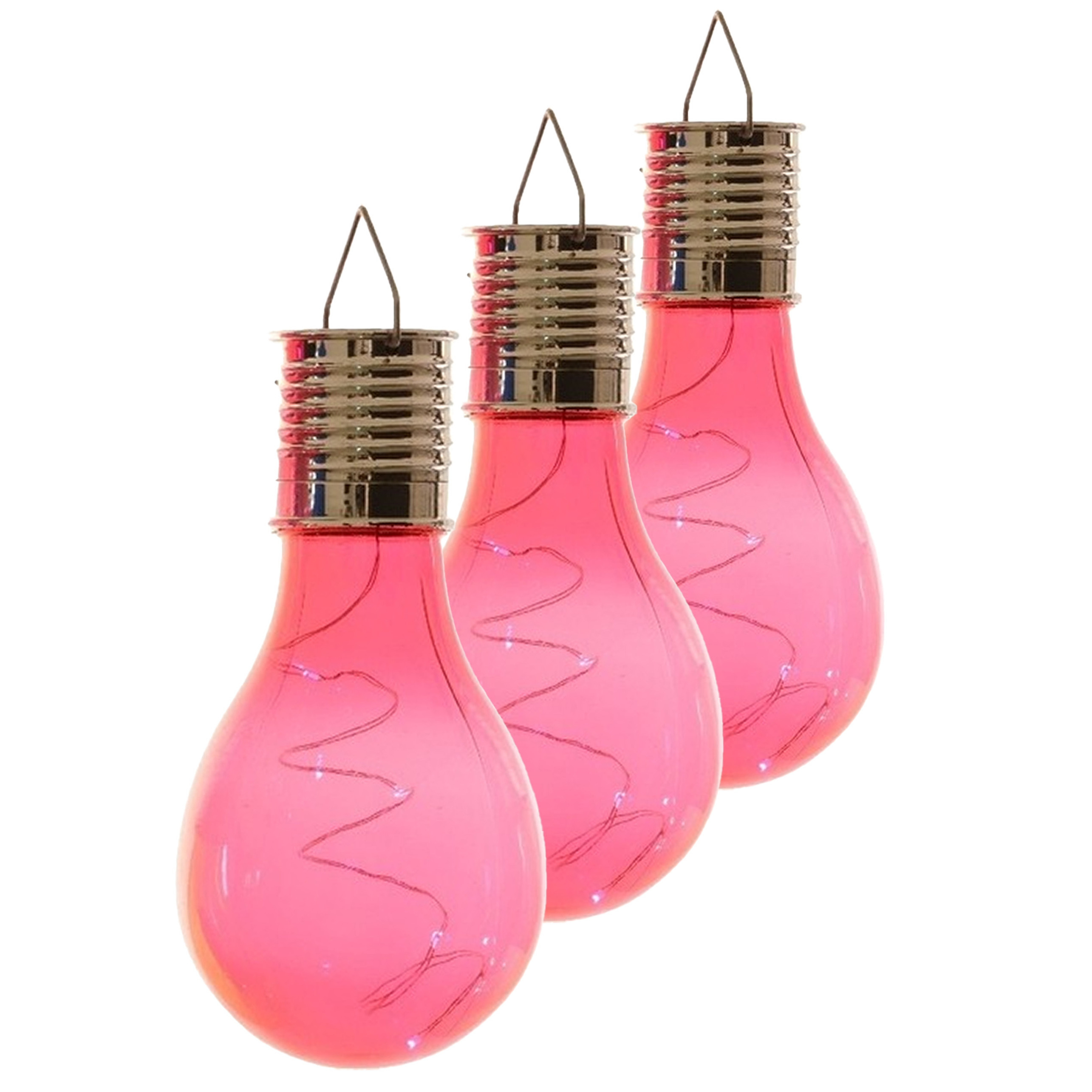 Lumineo solar tuin 10x stuks LED ophang verlichting/lampjes rood 14 x 8 cm -