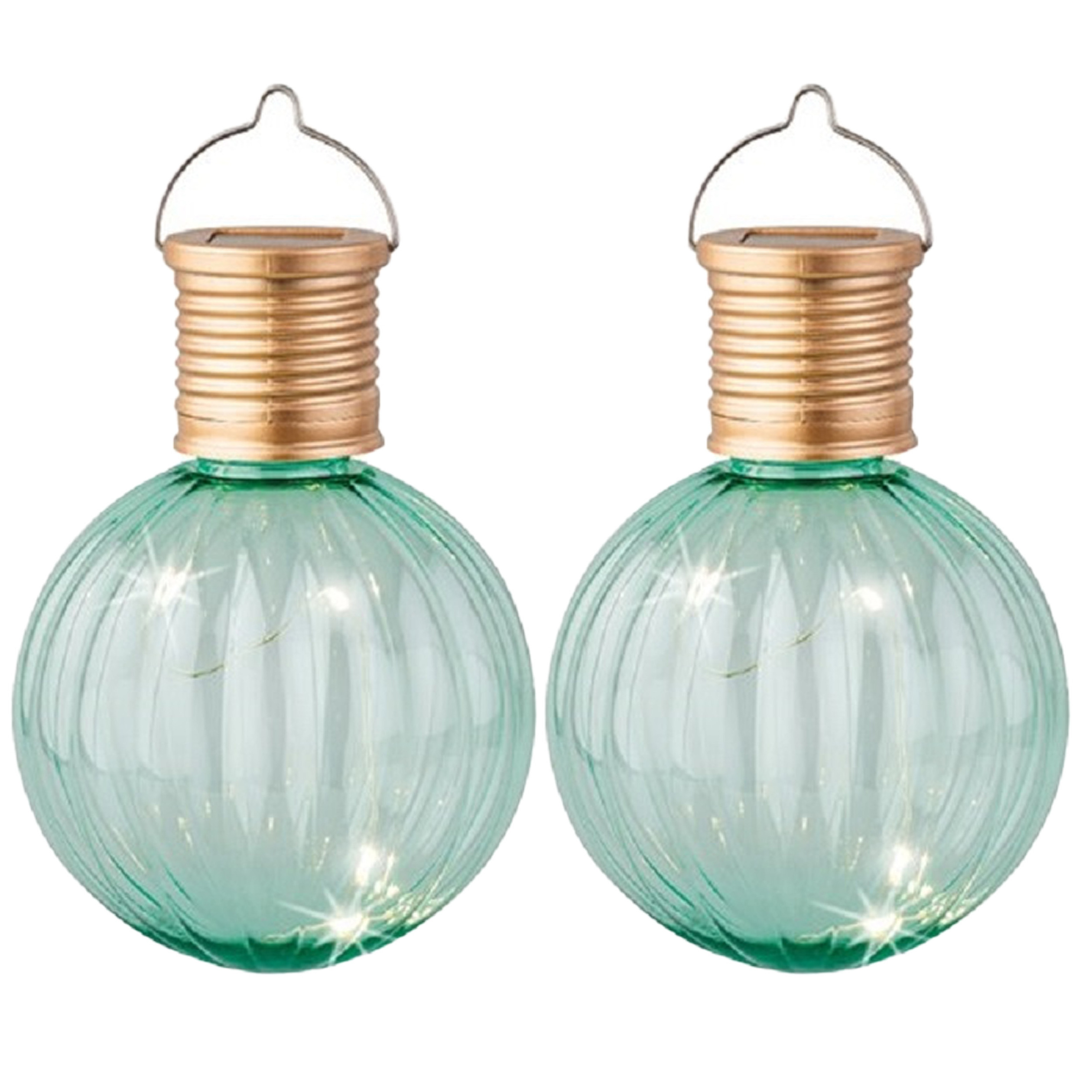 Lampion solar verlichting - 8x - turquoise - 11 cm - LED -