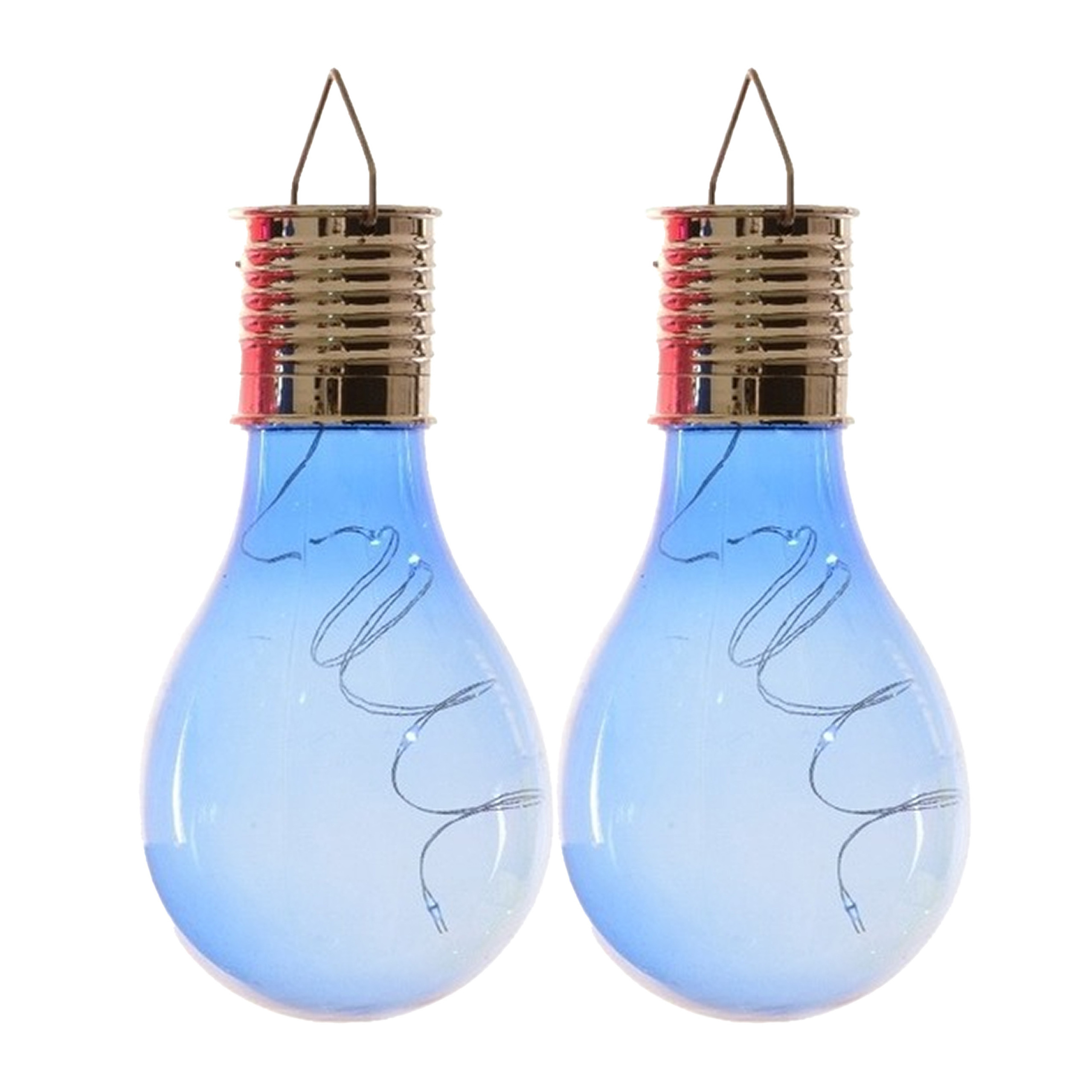 Lumineo solar tuin 8x stuks LED ophang verlichting/lampjes blauw 14 x 8 cm -