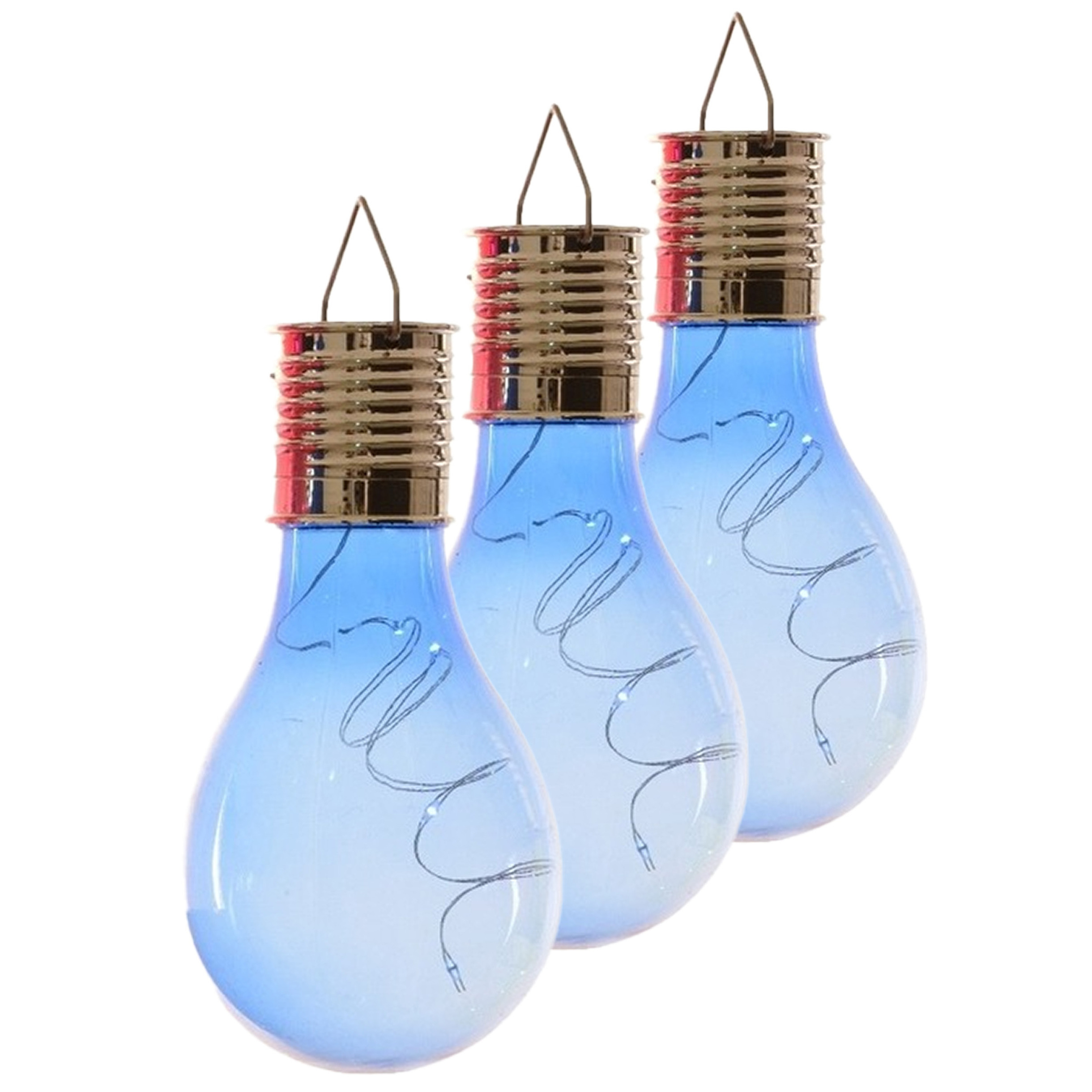 Lumineo solar tuin 10x stuks LED ophang verlichting/lampjes blauw 14 x 8 cm -