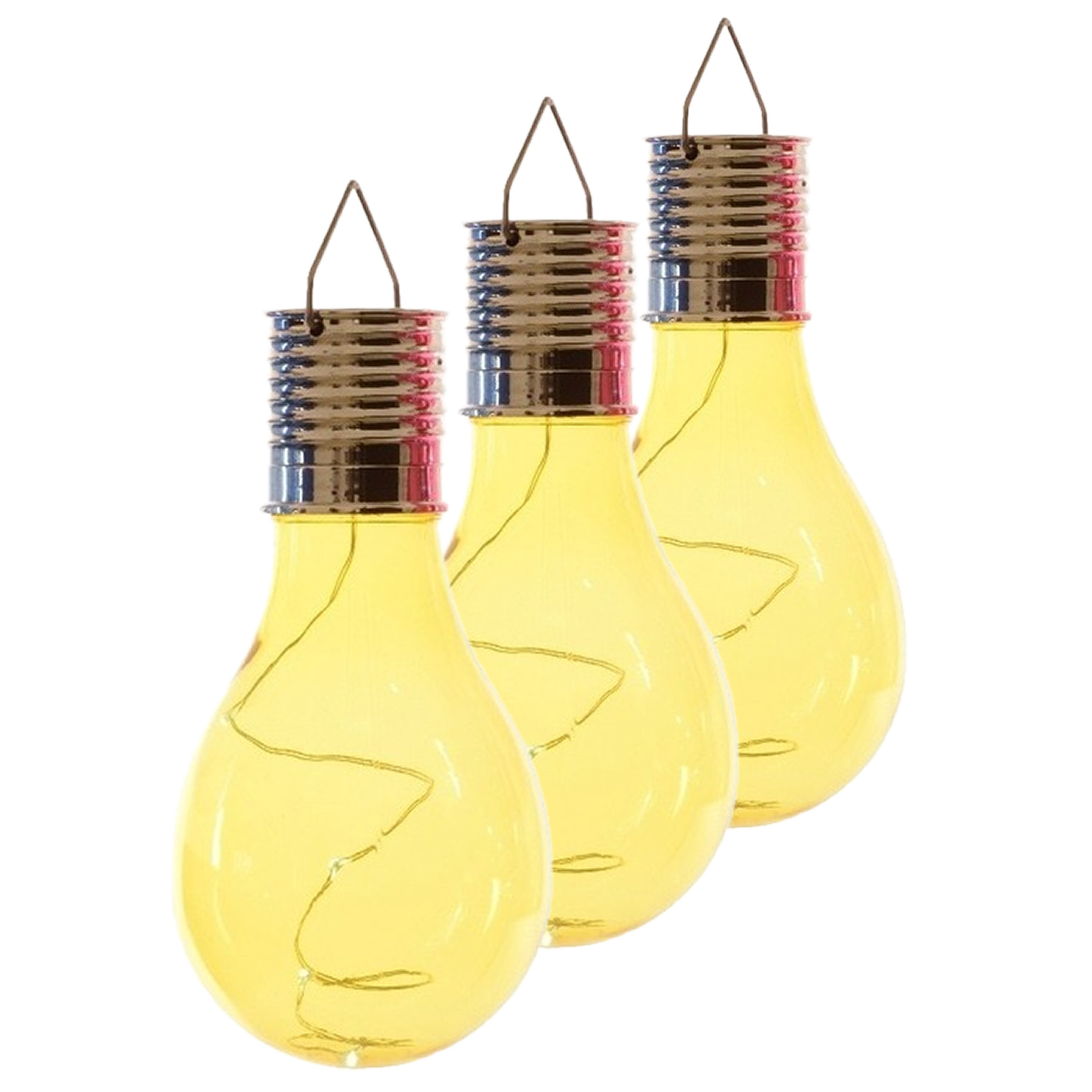 Lumineo solar tuin 6x stuks LED ophang verlichting/lampjes geel 14 x 8 cm -