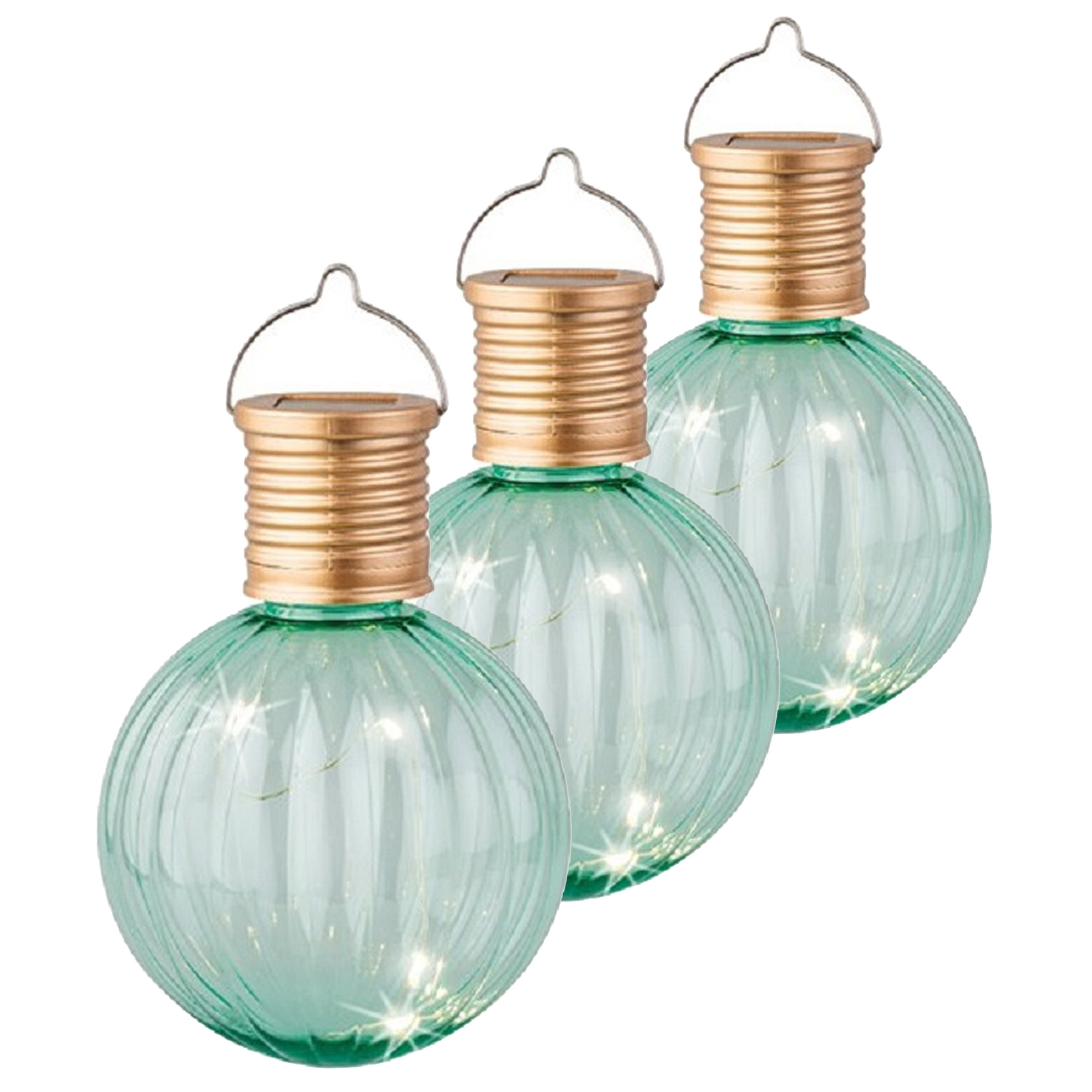 Lampion solar verlichting - 10x - turquoise - 11 cm - LED -