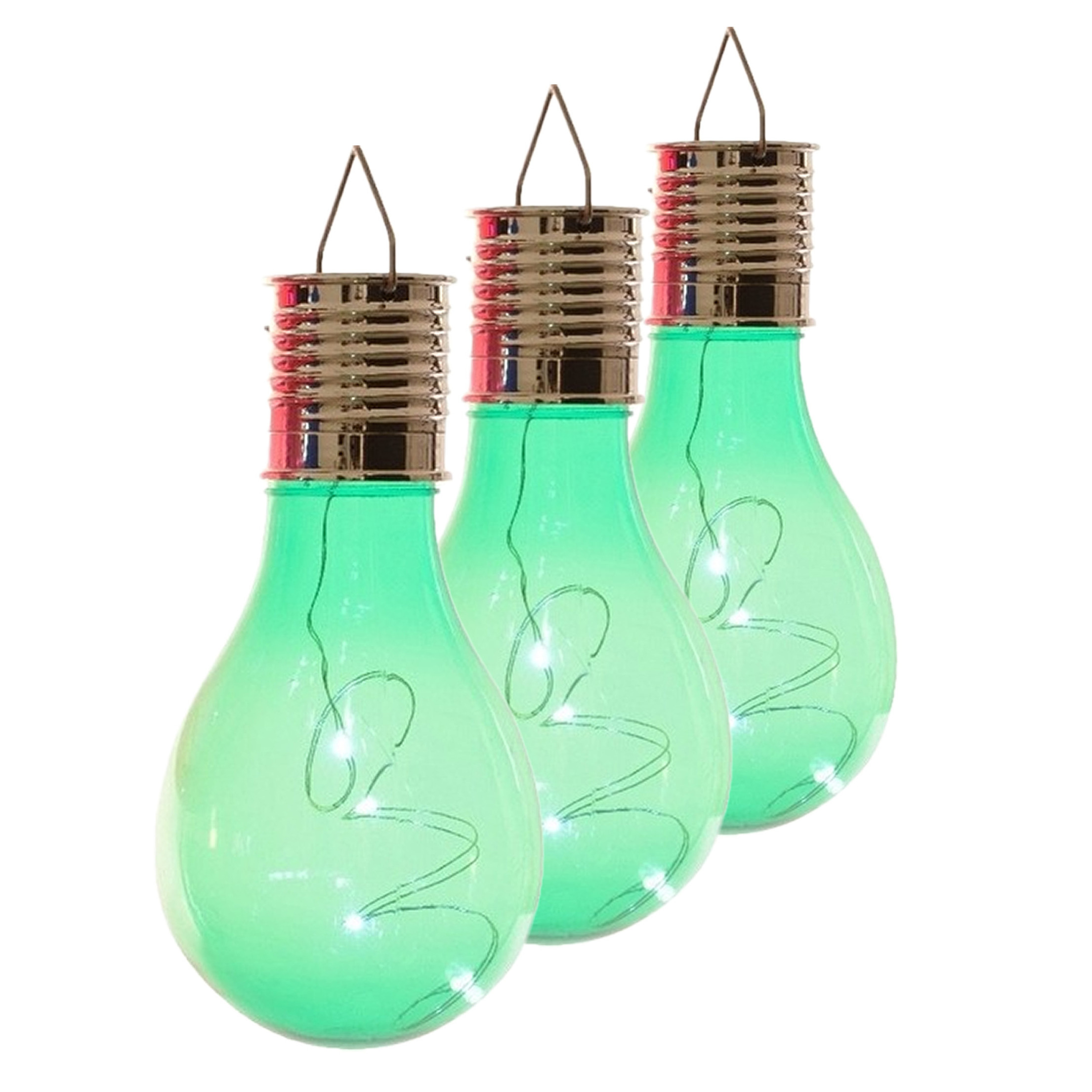 Lumineo solar tuin 6x stuks LED ophang verlichting/lampjes groen 14 x 8 cm -