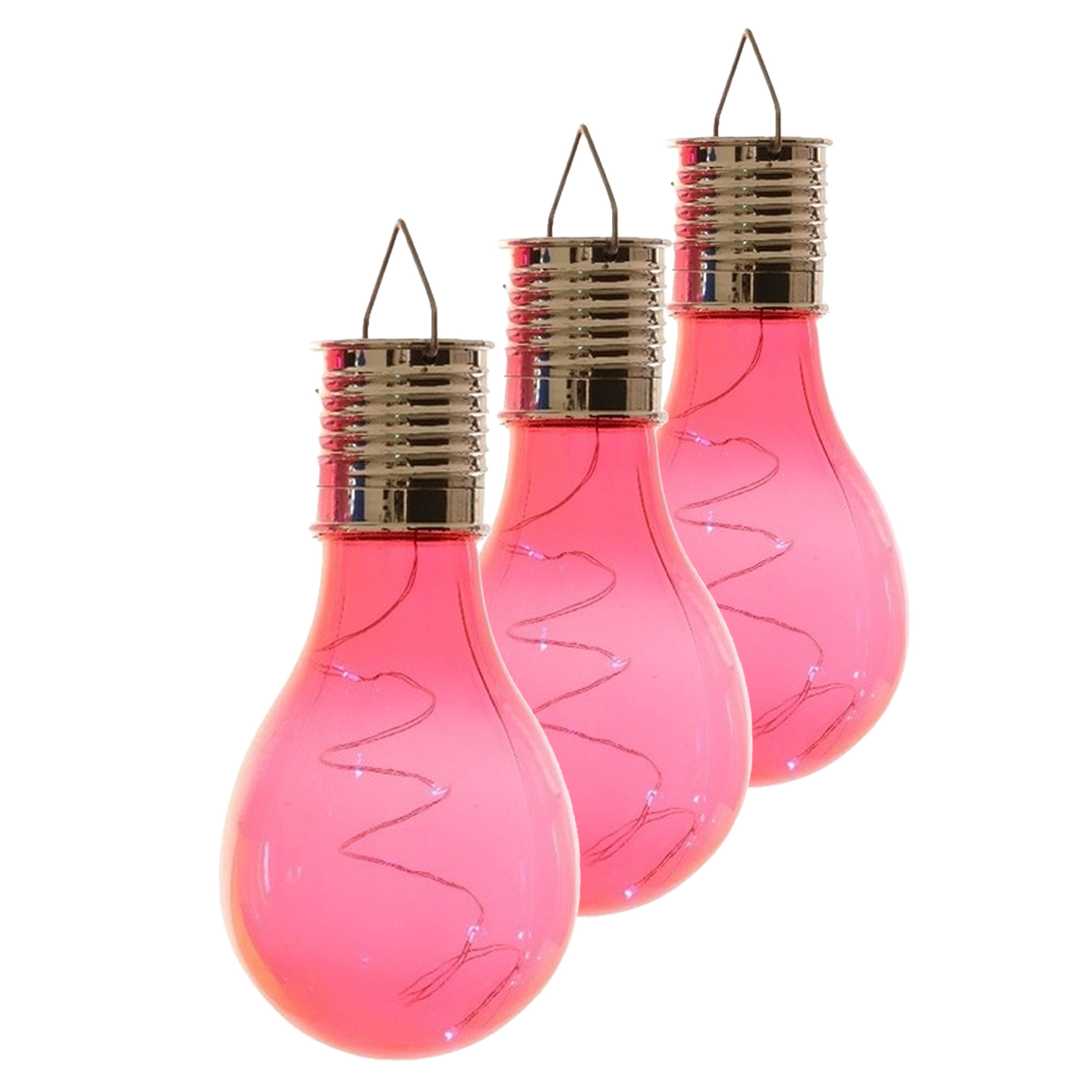 Lumineo solar tuin 6x stuks LED ophang verlichting/lampjes rood 14 x 8 cm -