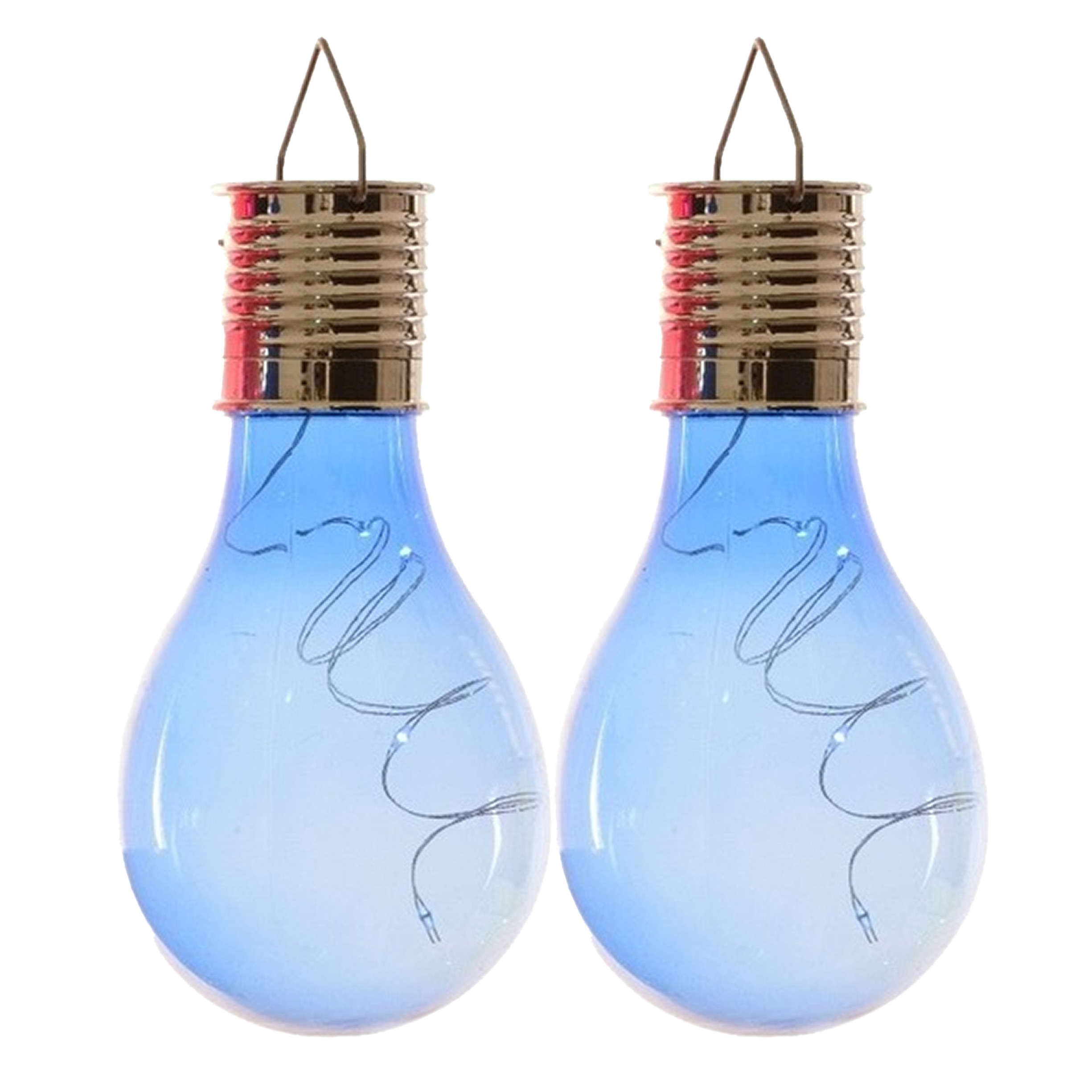 Lumineo solar tuin 4x stuks LED ophang verlichting/lampjes blauw 14 x 8 cm -
