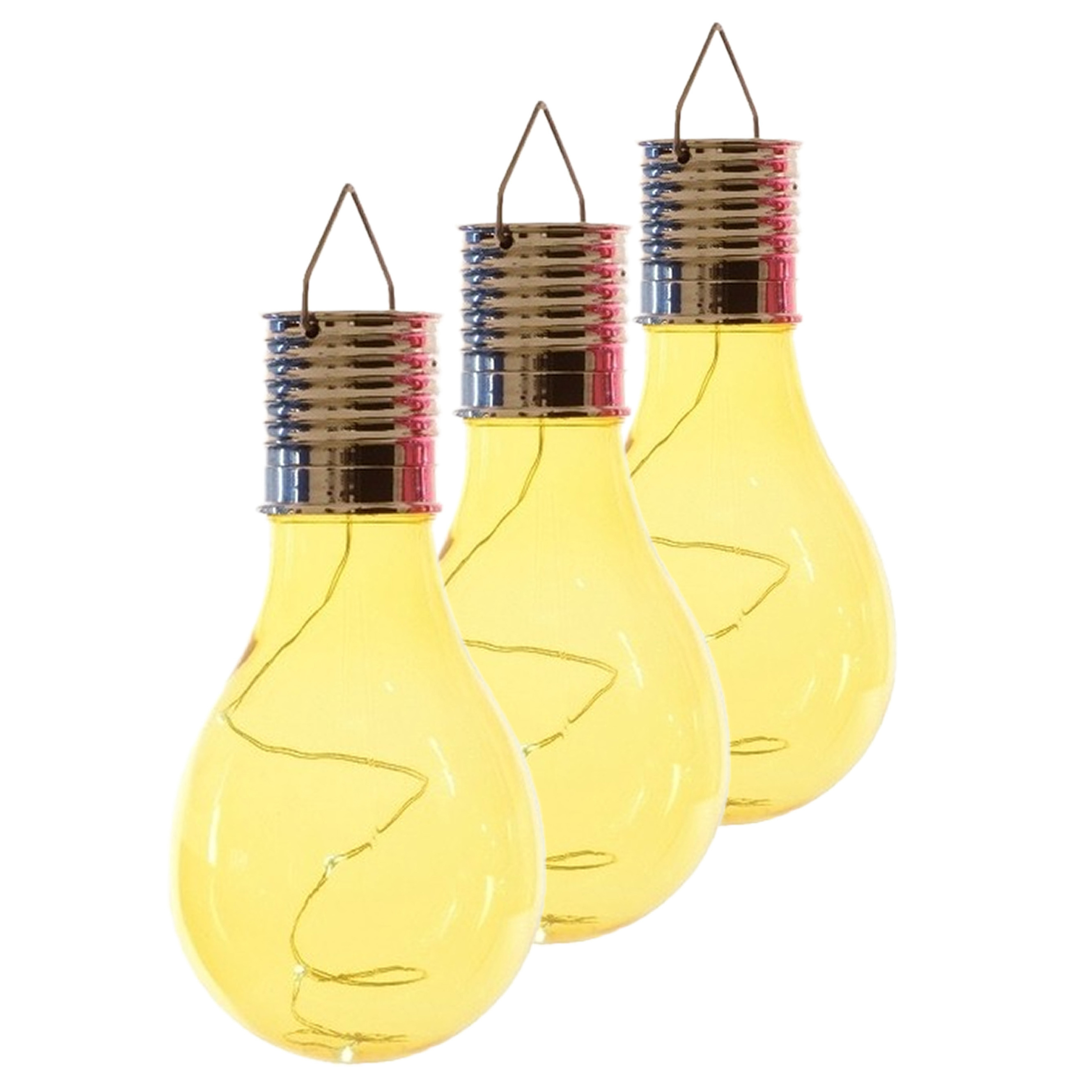 Lumineo solar tuin 10x stuks LED ophang verlichting/lampjes geel 14 x 8 cm -