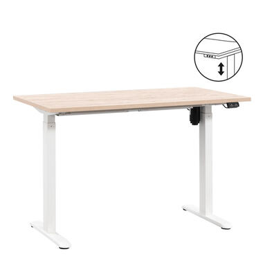 Bureau Homeworx zit/sta elektrisch verstelbaar - eikenkleur/wit - 75/118x120x70 cm - Leen Bakker