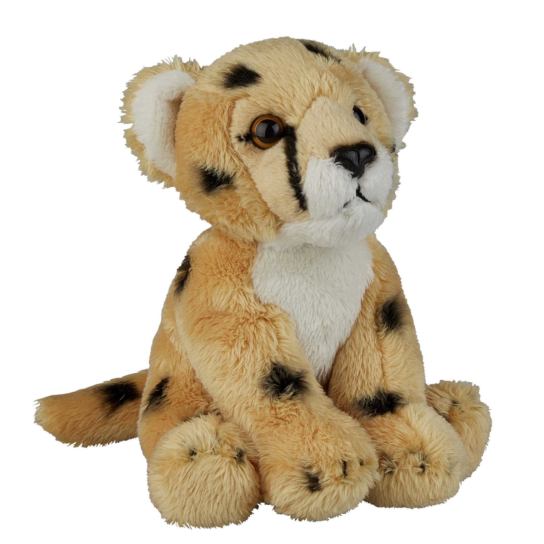 Pluche knuffel dieren Cheetah/Jachtluipaard - 15 cm - Speelgoed luipaarden knuffelbeesten -