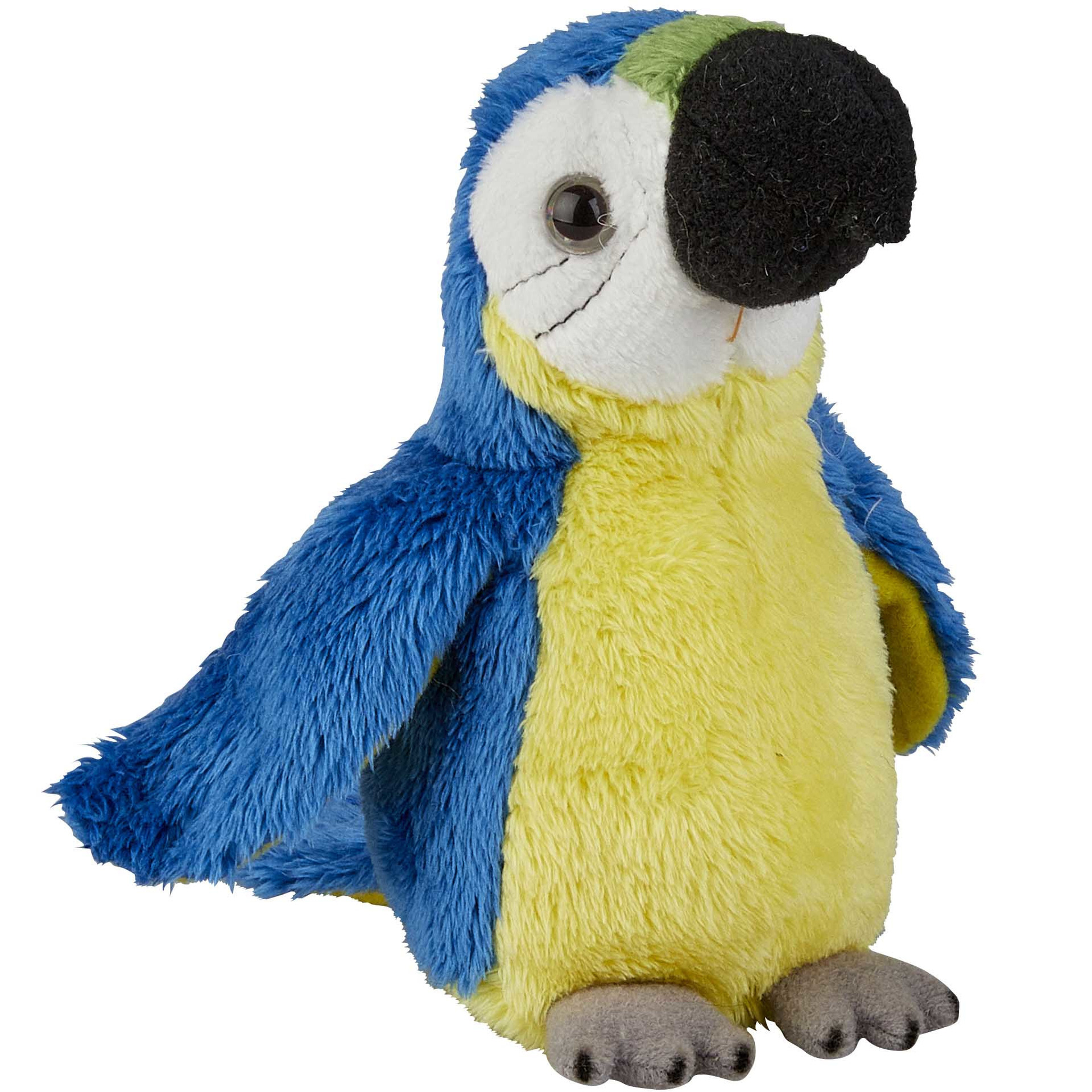 Pluche knuffel papegaai - blauw - macaw - vogel - 15 cm -