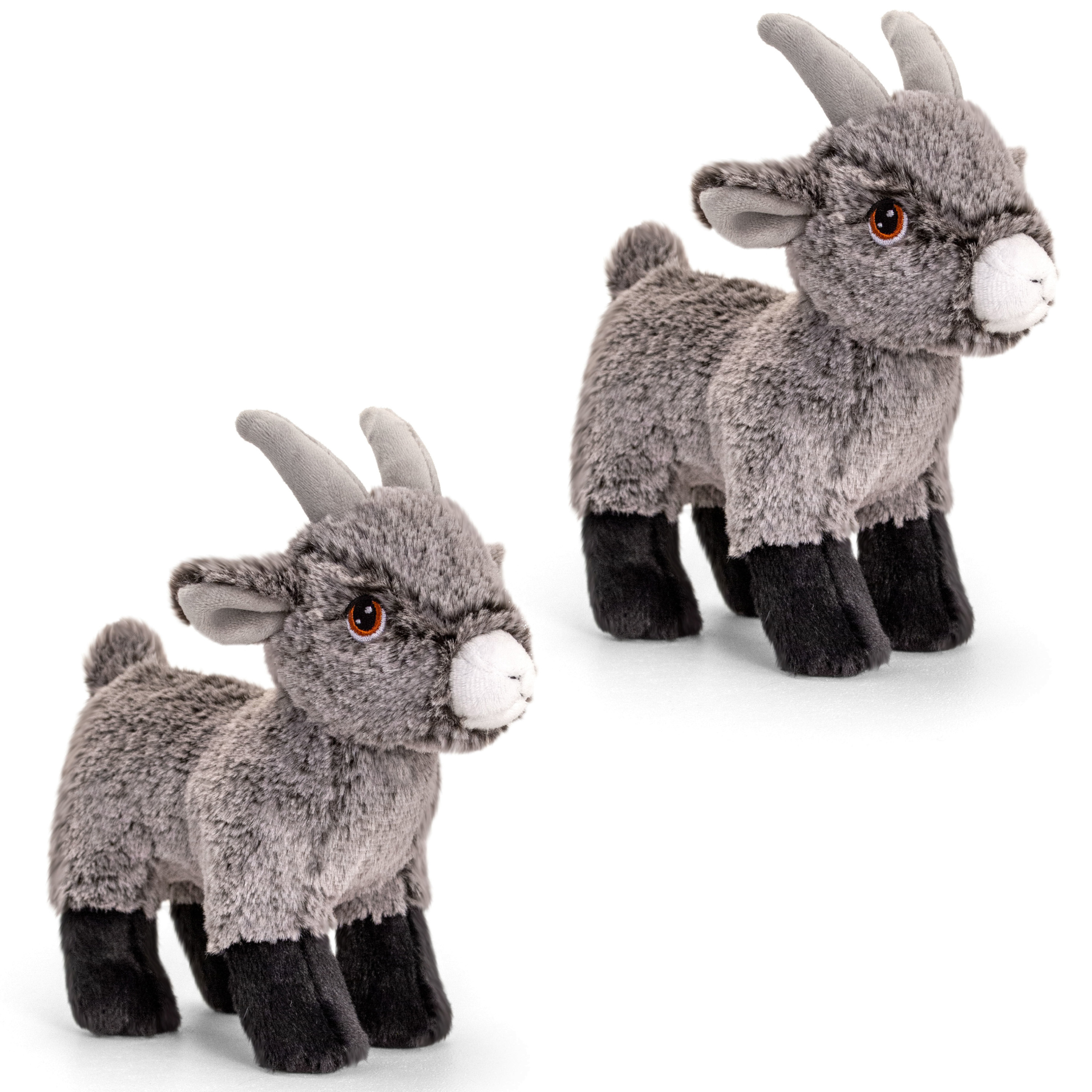 Pluche knuffel dier - 2x - geitje - grijs - 20 cm - Knuffelbeesten - Boerderij dieren -