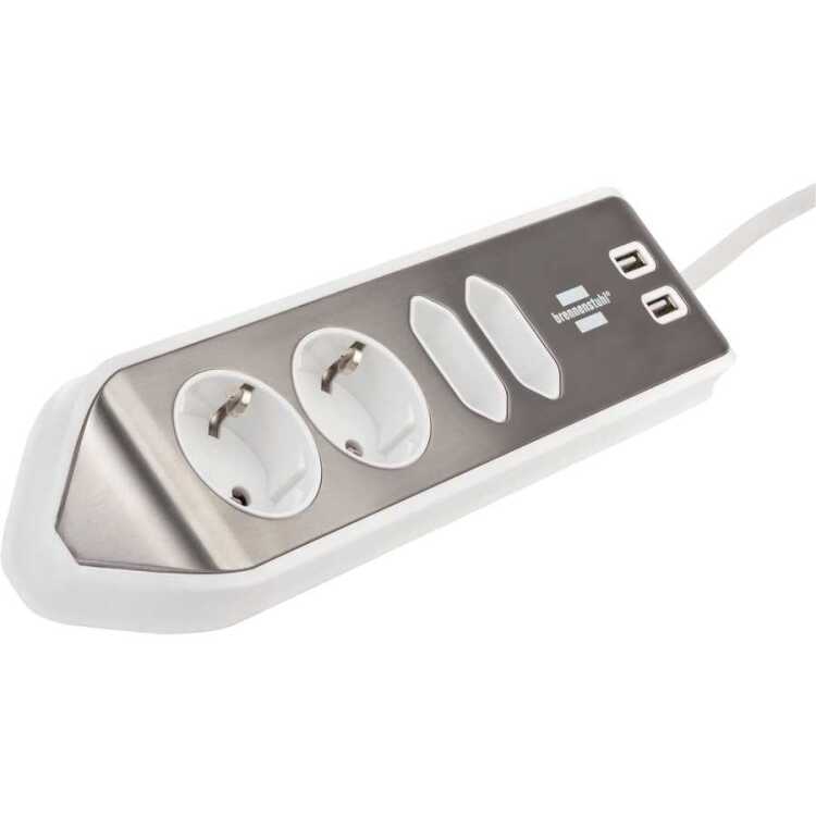 Brennenstuhl Estilo Hoekstekkerdoos 4-voudig stekkerdoos 2x USB