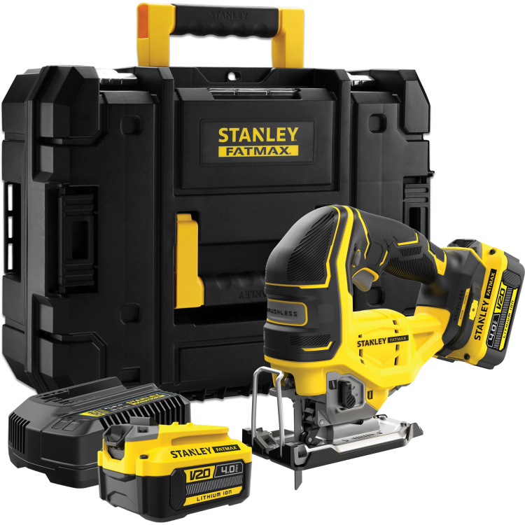 Stanley FATMAX V20 18V Brushless Pendeldecoupeerzaag decoupeerzaag Koffer, 2 accu's (4.0Ah) en oplader inbegrepen