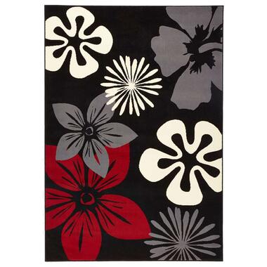Hanse Home vloerkleed Flora - zwart/rood - 200x290 cm - Leen Bakker