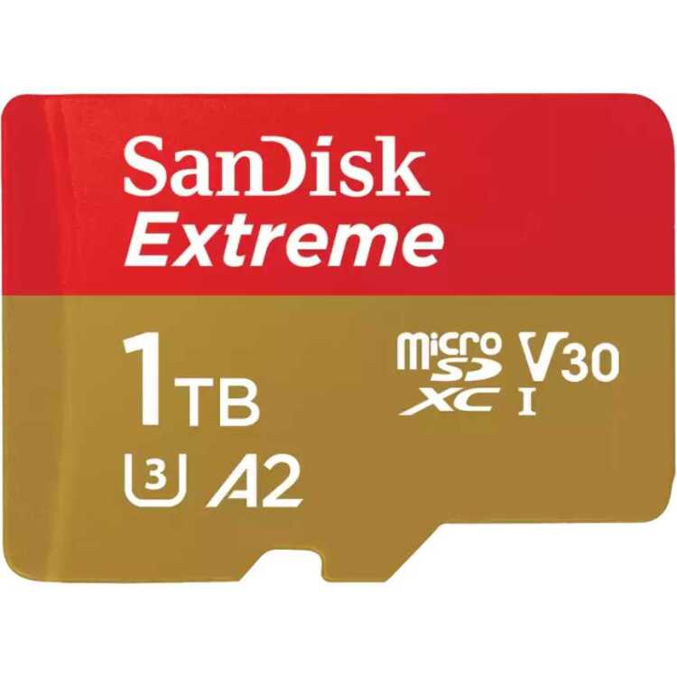 SanDisk Extreme microSDXC 1 TB geheugenkaart UHS-I U3, Class 10, V30, A2, incl. Adapter