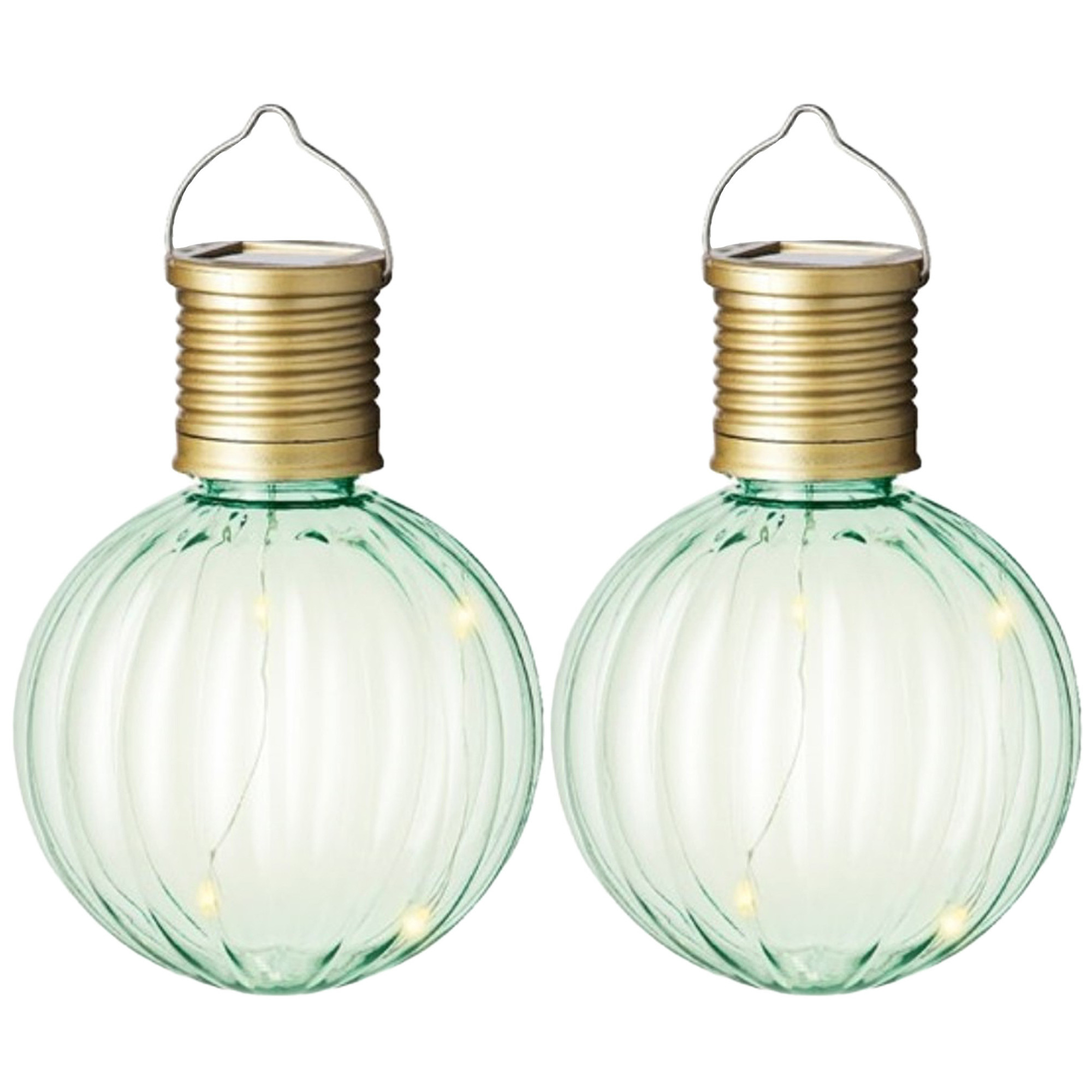 Lumineo tuin/buiten 4x stuks Led lampje/lampion solar verlichting groen 11 x 8 cm -
