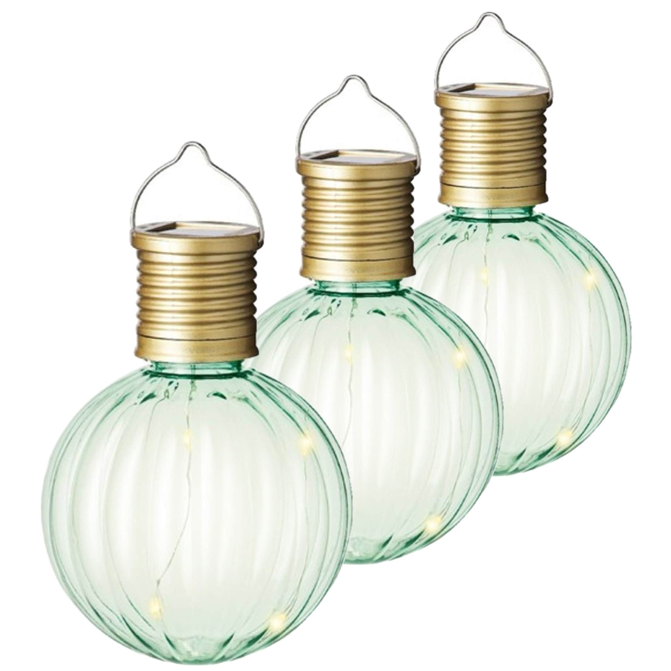 Lumineo tuin/buiten 6x stuks Led lampje/lampion solar verlichting groen 11 x 8 cm -