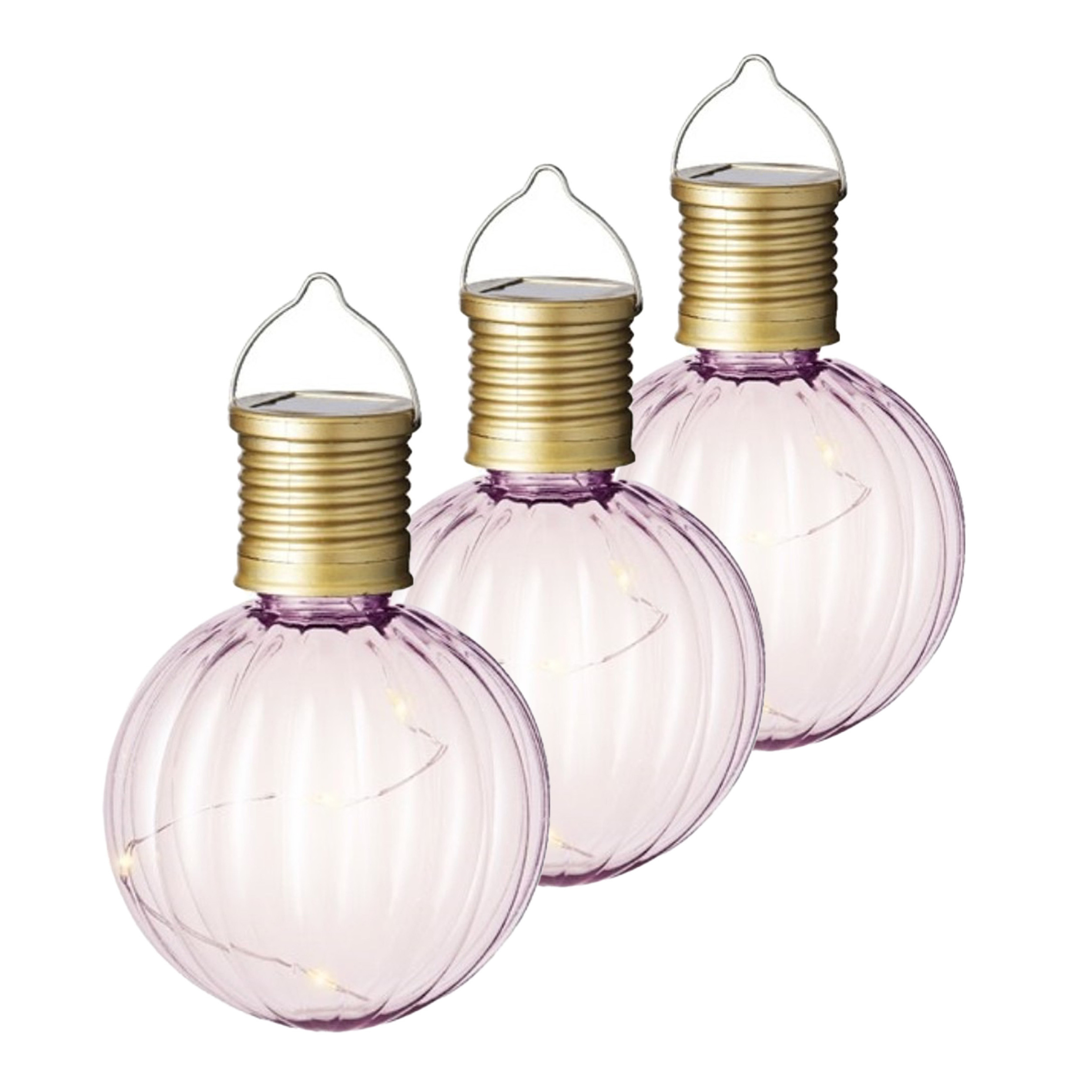 Lumineo tuin/buiten 10x stuks Led lampje/lampion solar verlichting lichtroze 11 x 8 cm -