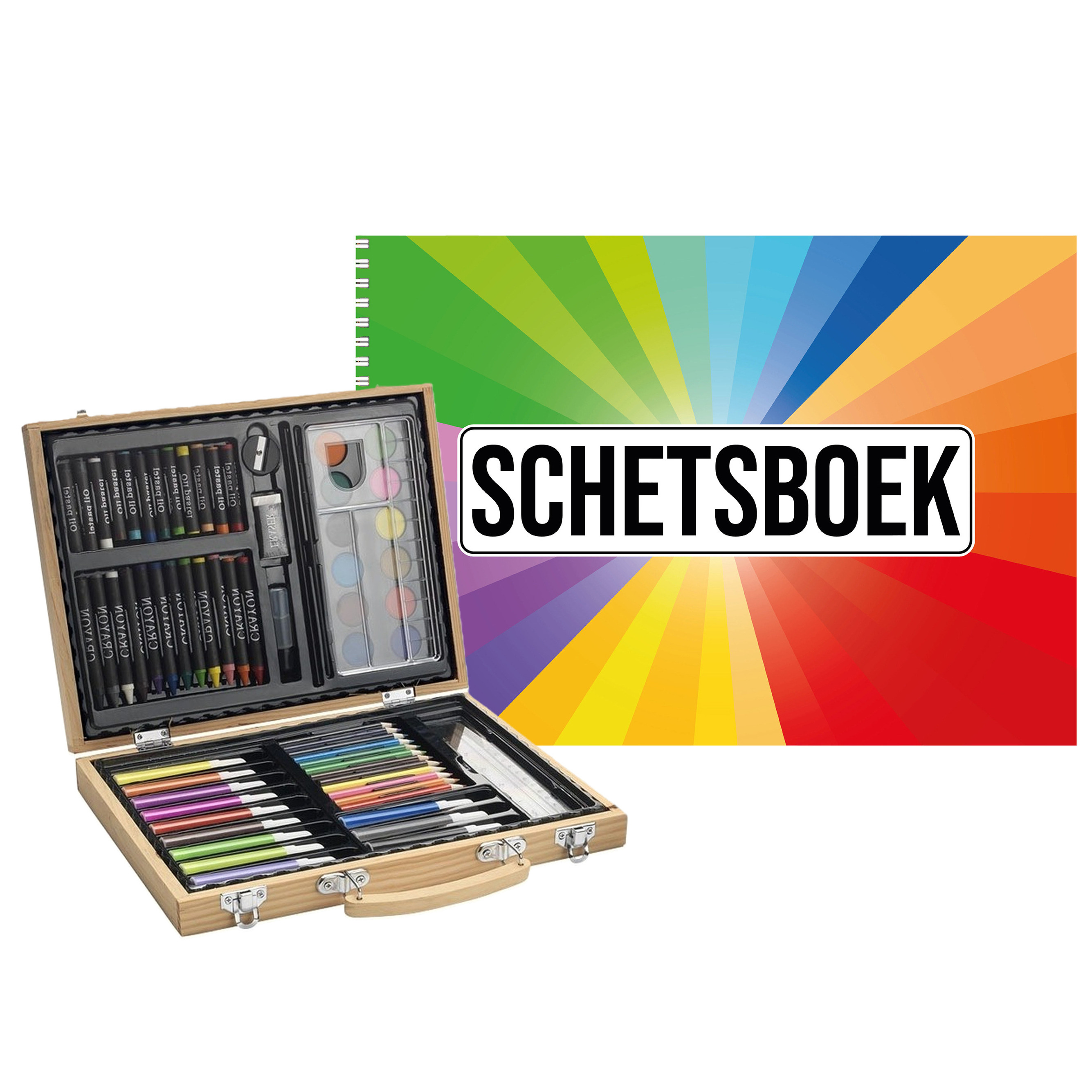 67-delige potloodset / potloden in koffer met A4 schetsboek 50 vellen -