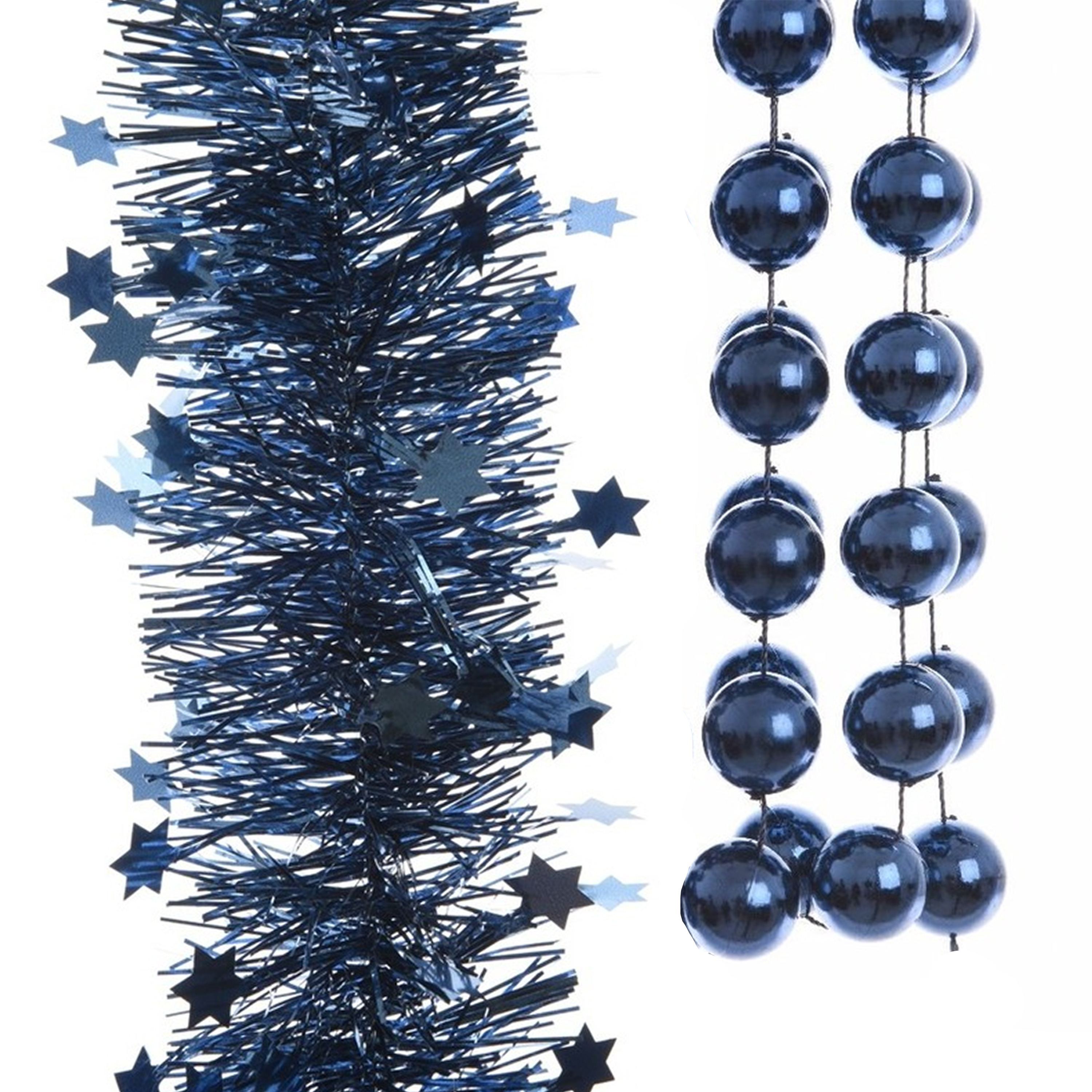 Kerstslingers set 3x stuks donkerblauw - Kerstversiering -