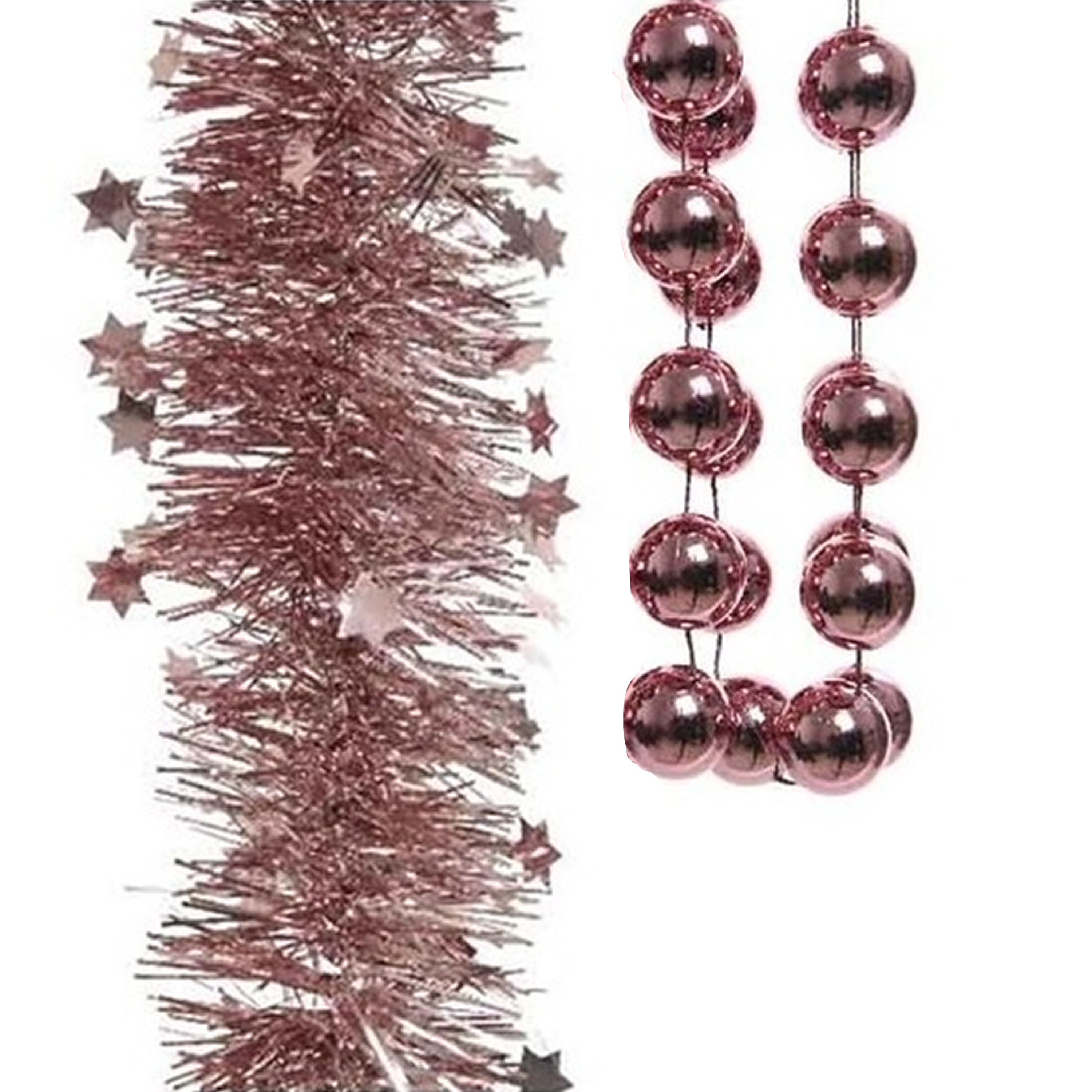 Kerstslingers set 3x stuks oudroze - Kerstversiering -