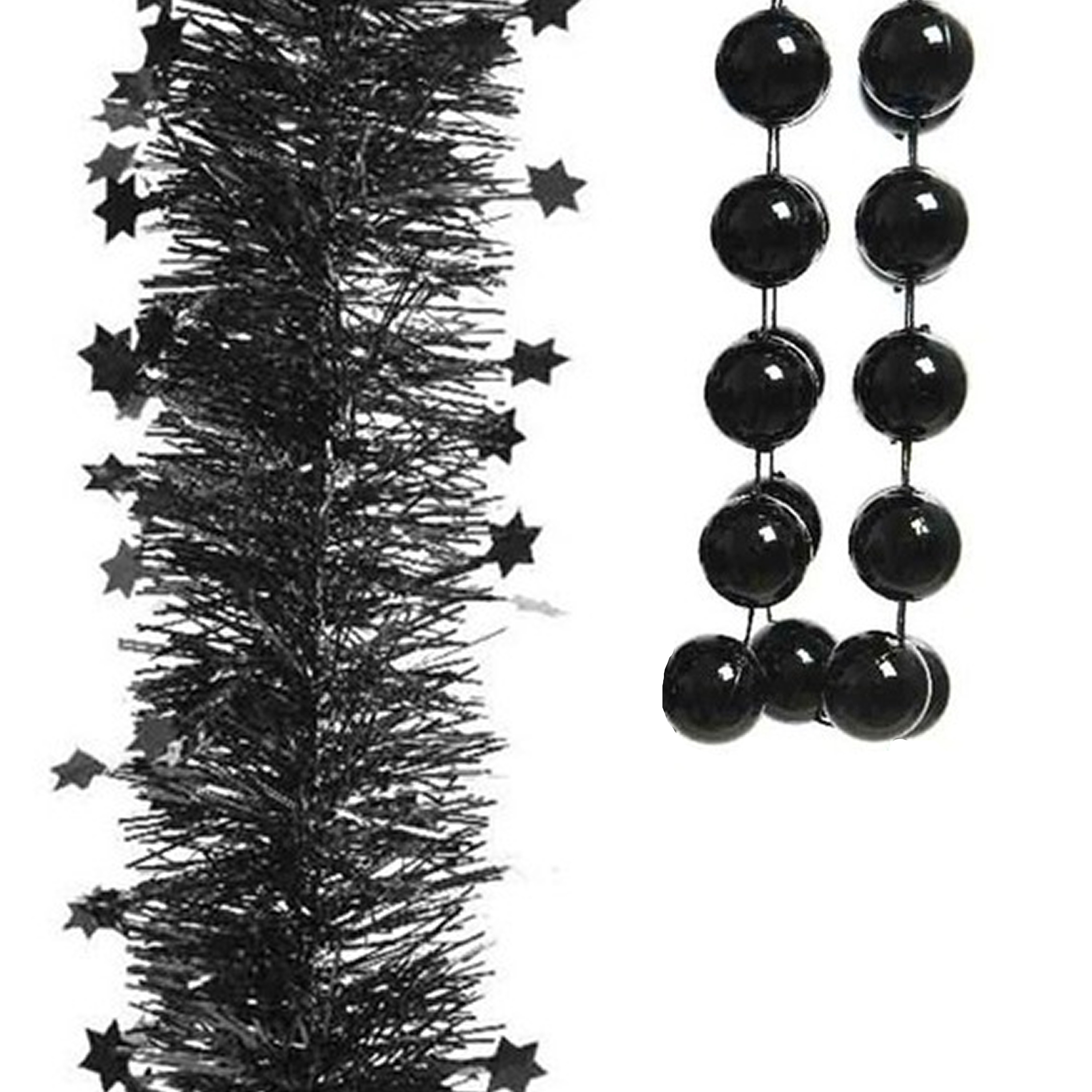 Kerstslingers set 3x stuks zwart - Kerstversiering -