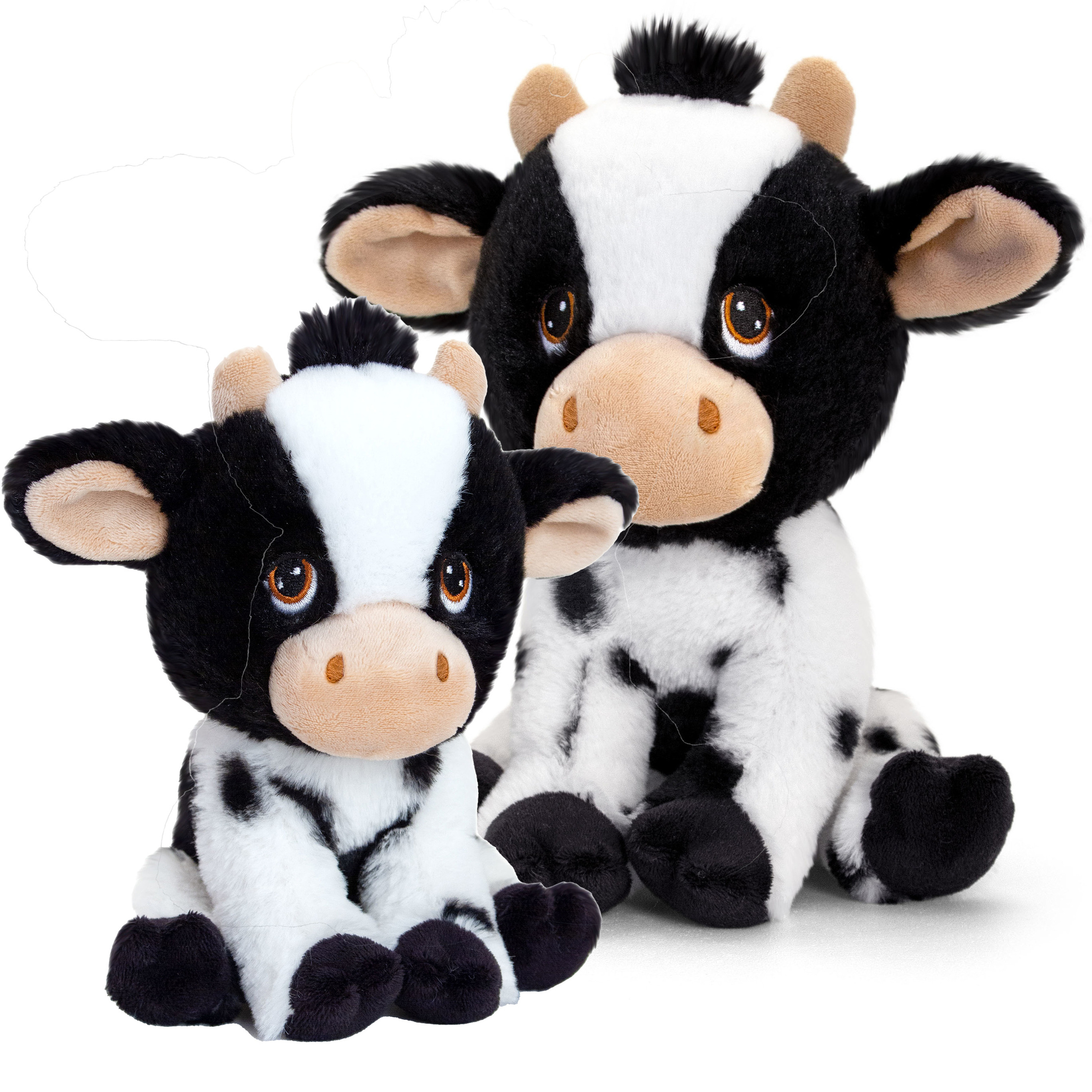 Pluche knuffel dieren koeien familie setje 18 en 25 cm -