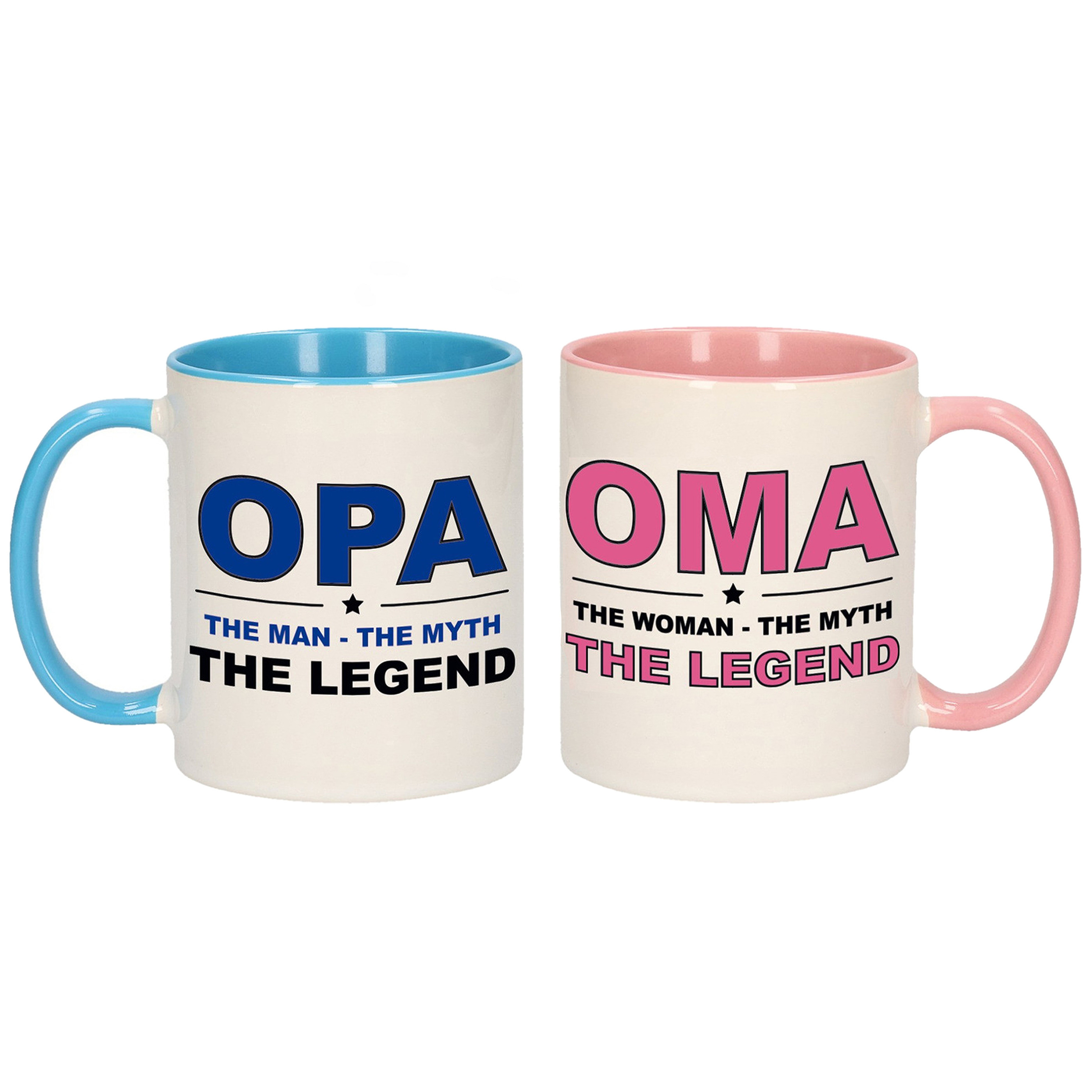 Oma en Opa the legend cadeau mokken / bekers cadeauset 300 ml -