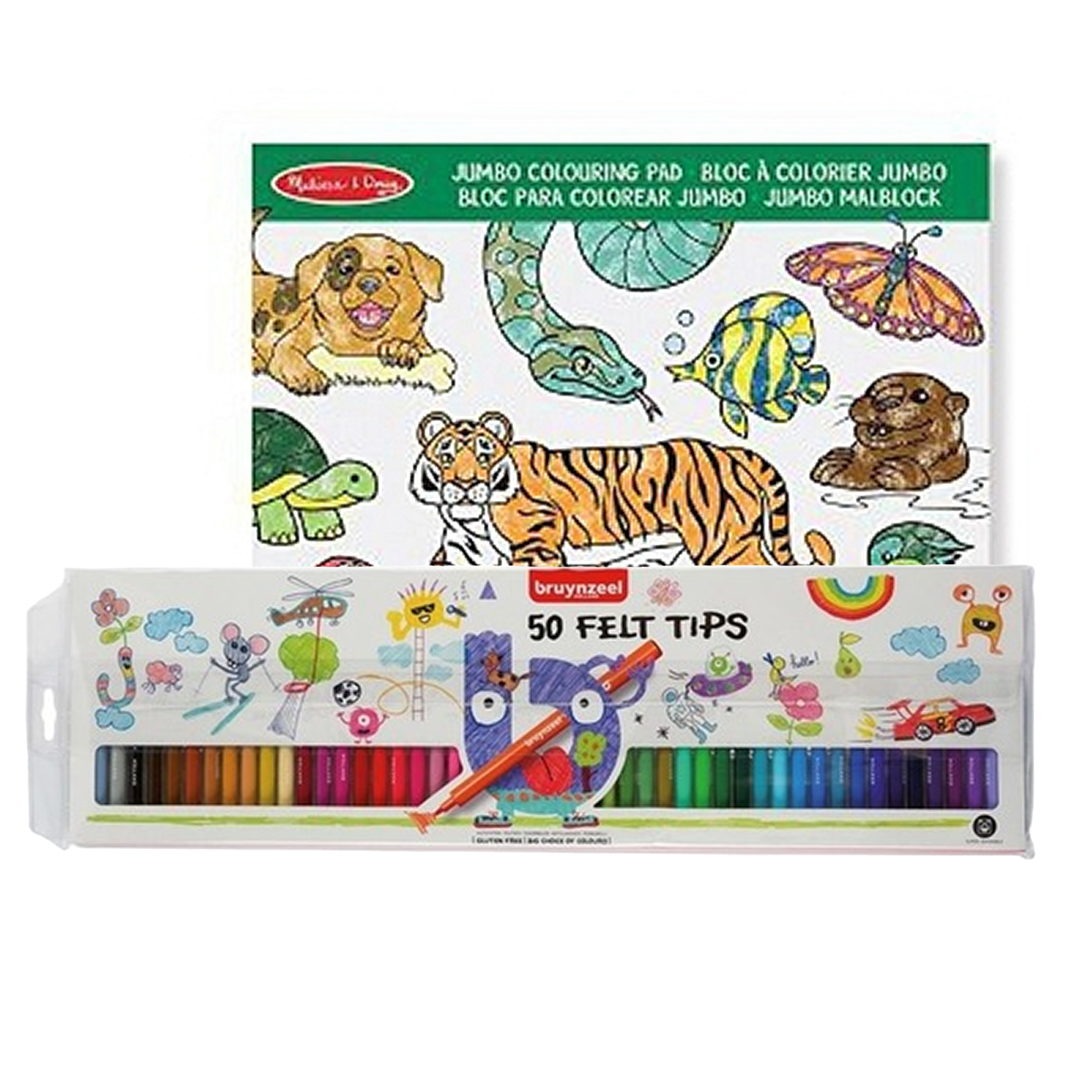 Dieren kleurboek met 50x Topwrite viltstiften set -