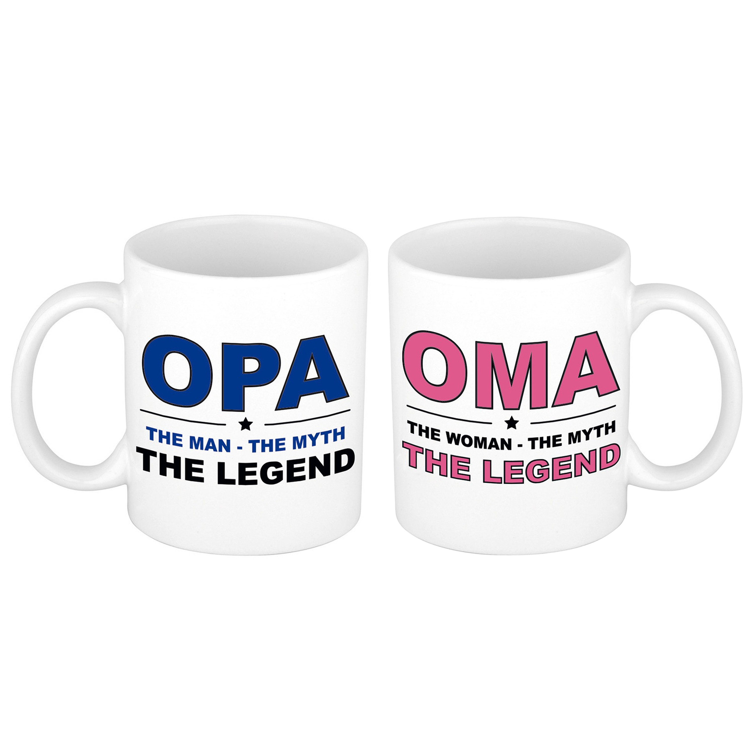 Cadeau set The Legend oma/opa koffie mokken / bekers wit 300 ml -