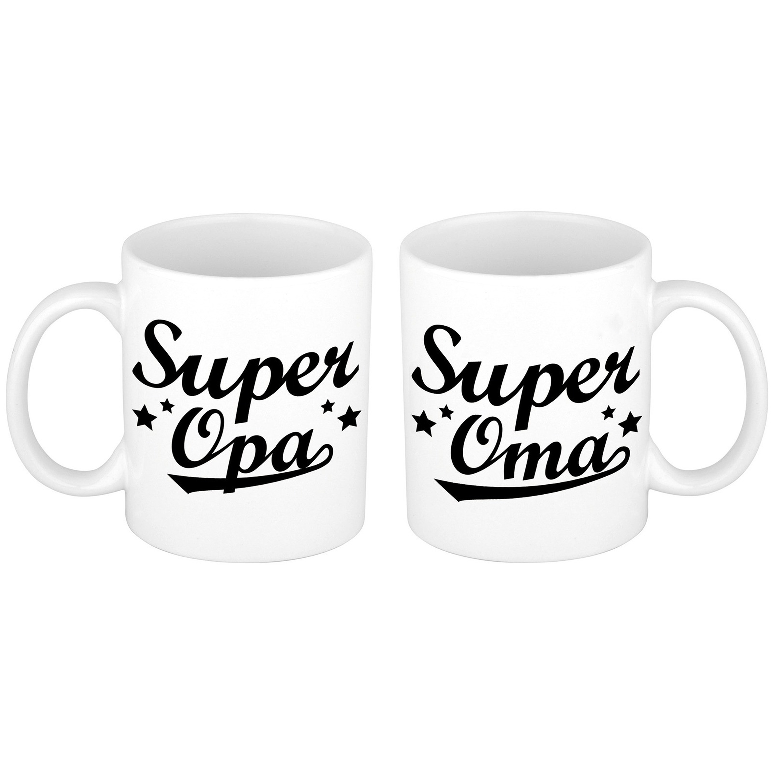 Cadeau set Super oma/opa koffie mokken / bekers wit 300 ml -