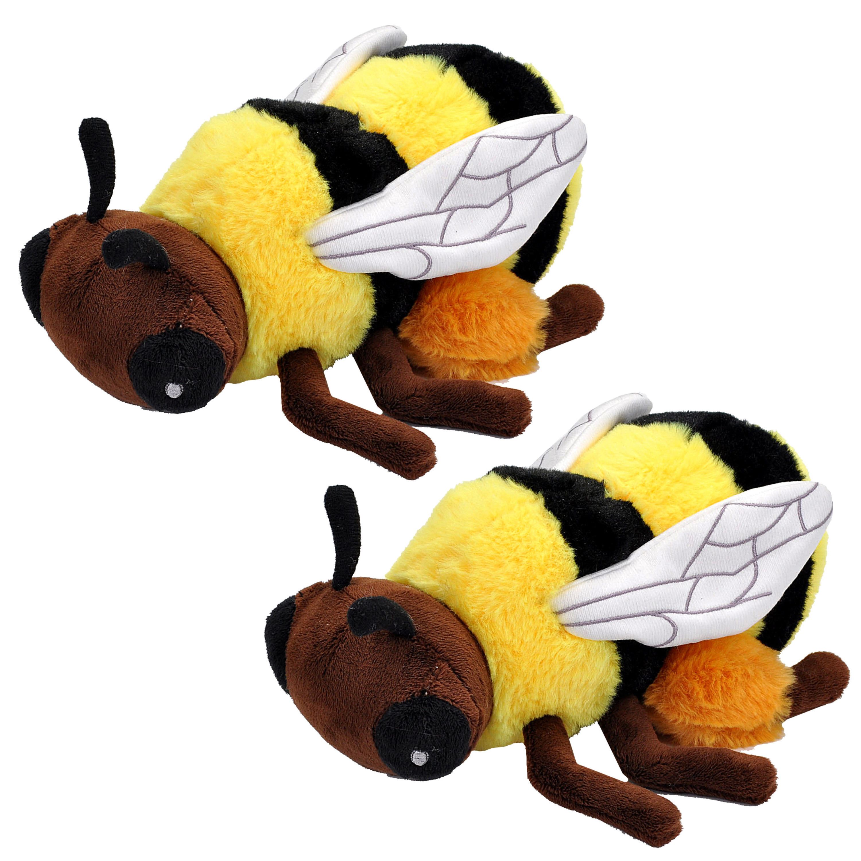 Set van 2x stuks pluche knuffel dieren Ecokins honing bij van 25 cm -