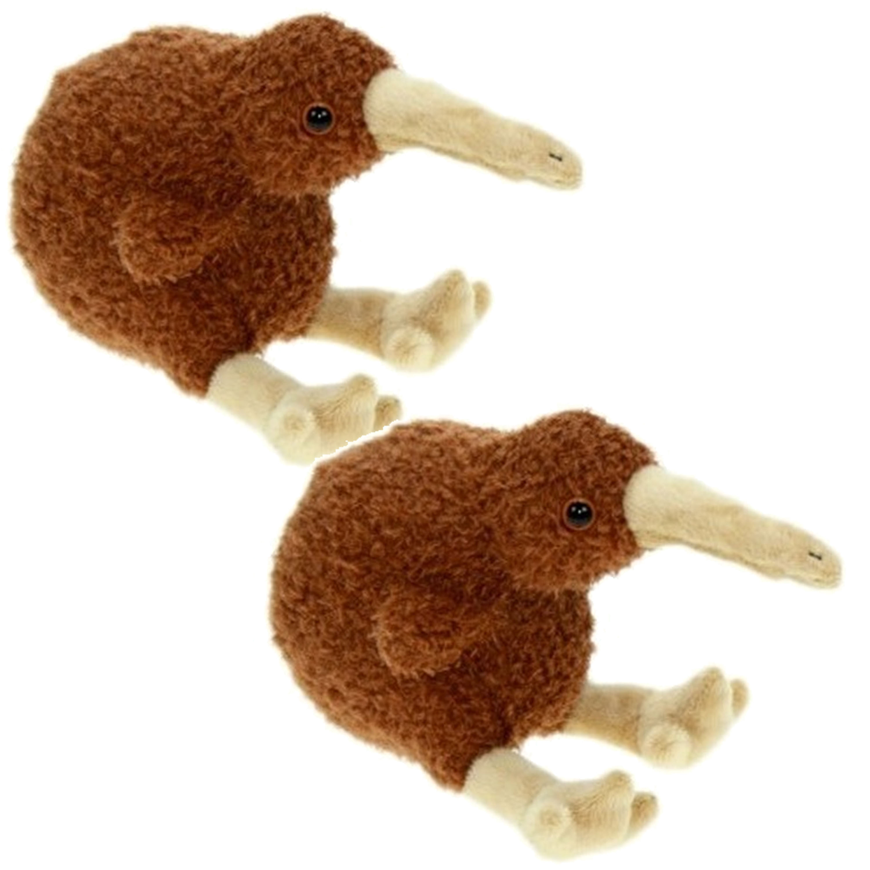 Set van 2x stuks pluche kiwi vogel knuffel 19 cm - Dieren speelgoed knuffels -